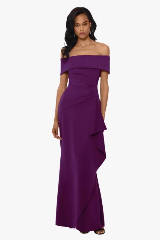 "Adriana" Long Scuba Crepe Off the Shoulder Dress sold by Xscape