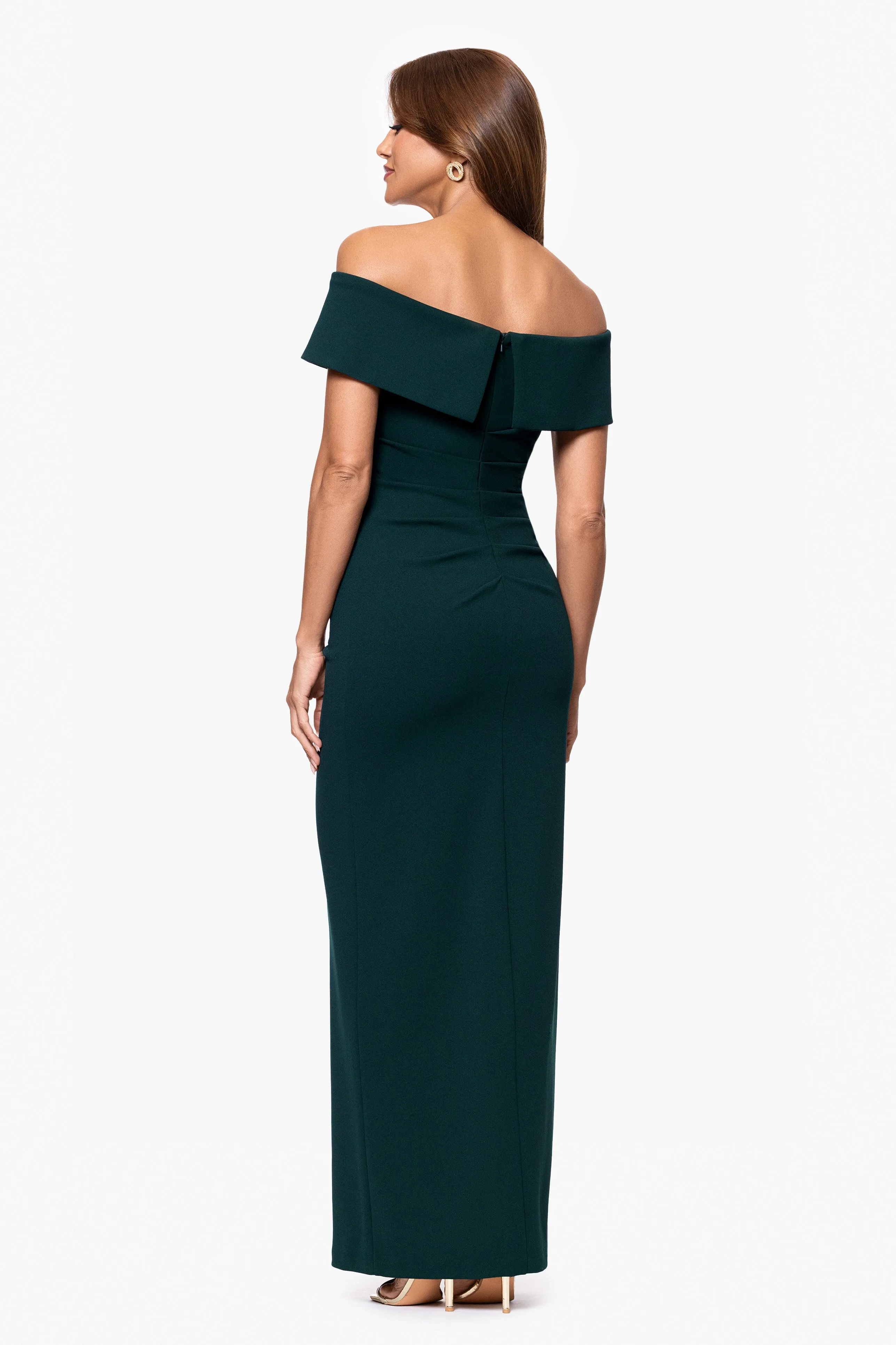 Petite "Camila" Long Off the Shoulder Scuba Crepe Dress sold by Xscape product image thumbnail 5