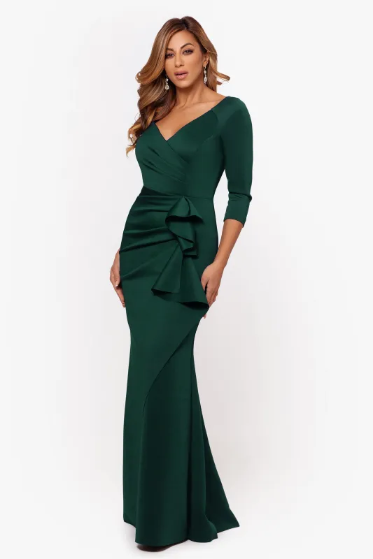 Petite "Lexi" Side-Slit Scuba V-Neck Party Dress made by Xscape