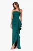 "Jacqueline" Techno Scuba Strapless Ruffle Floor Length Dress sold by Xscape