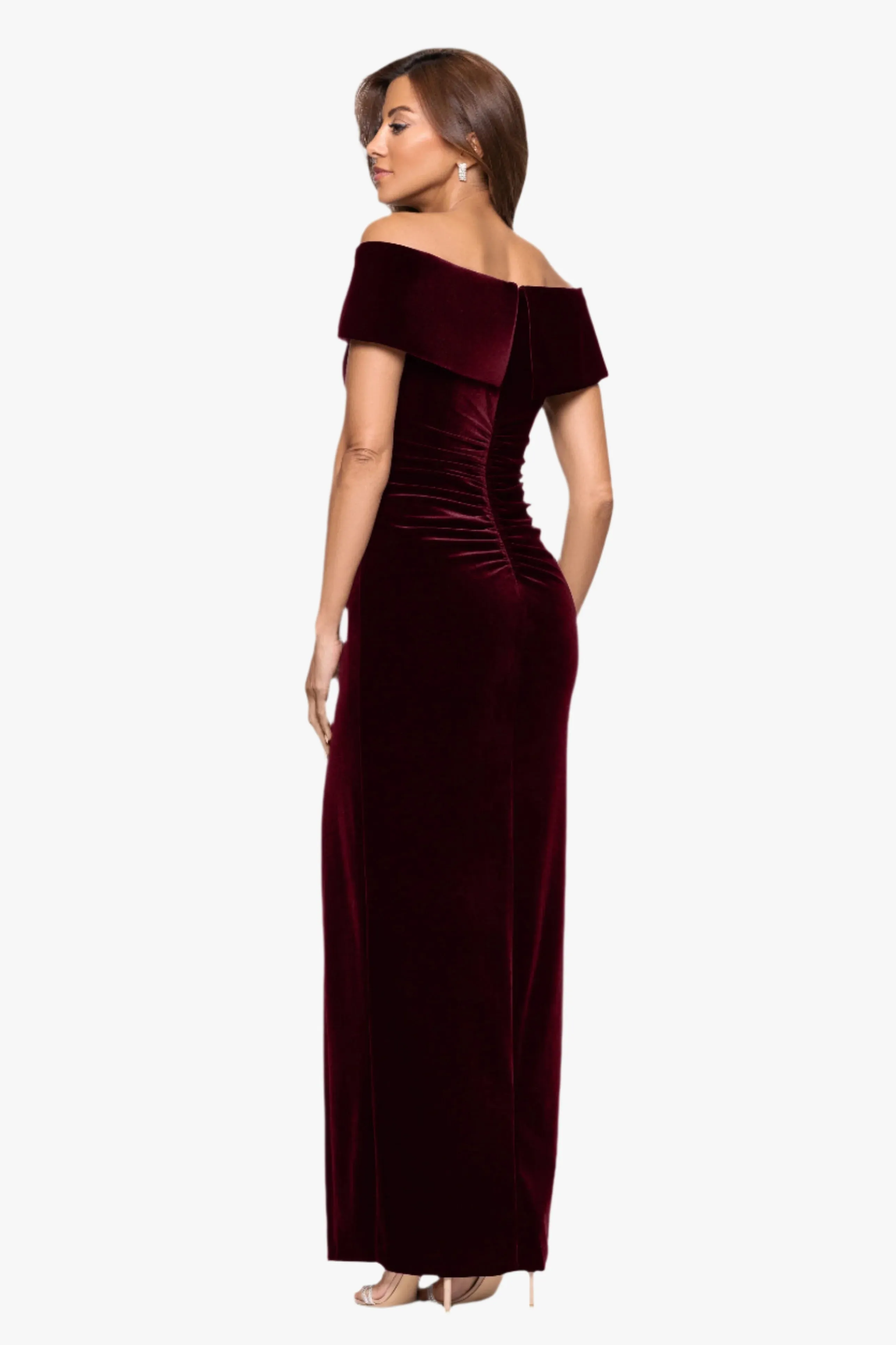 Petite "Charmaine" Long Off the Shoulder Velvet Gown sold by Xscape product image thumbnail 3