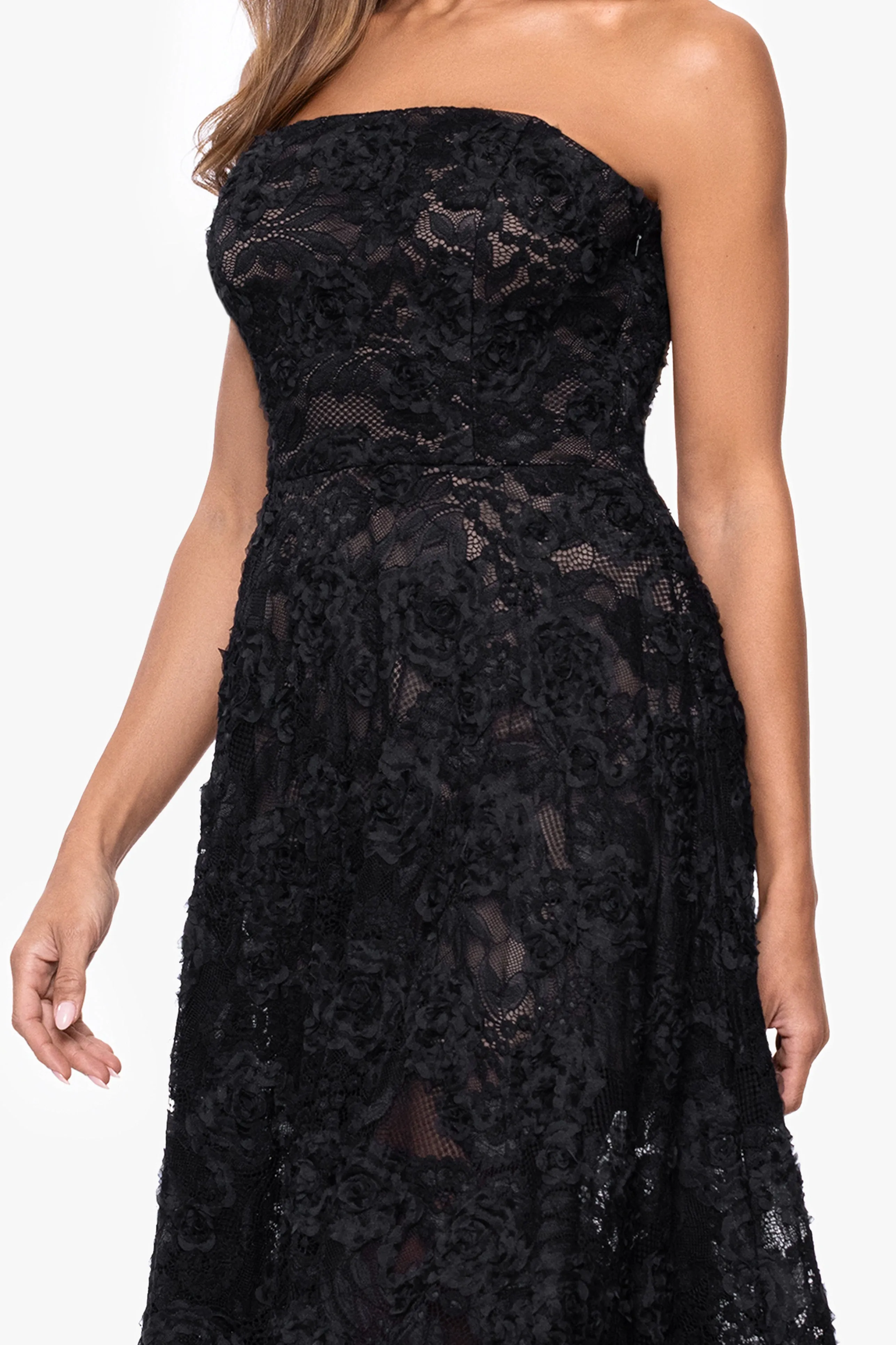 "Desiree" Lace Strapless Midi Dress sold by Xscape product image thumbnail 2