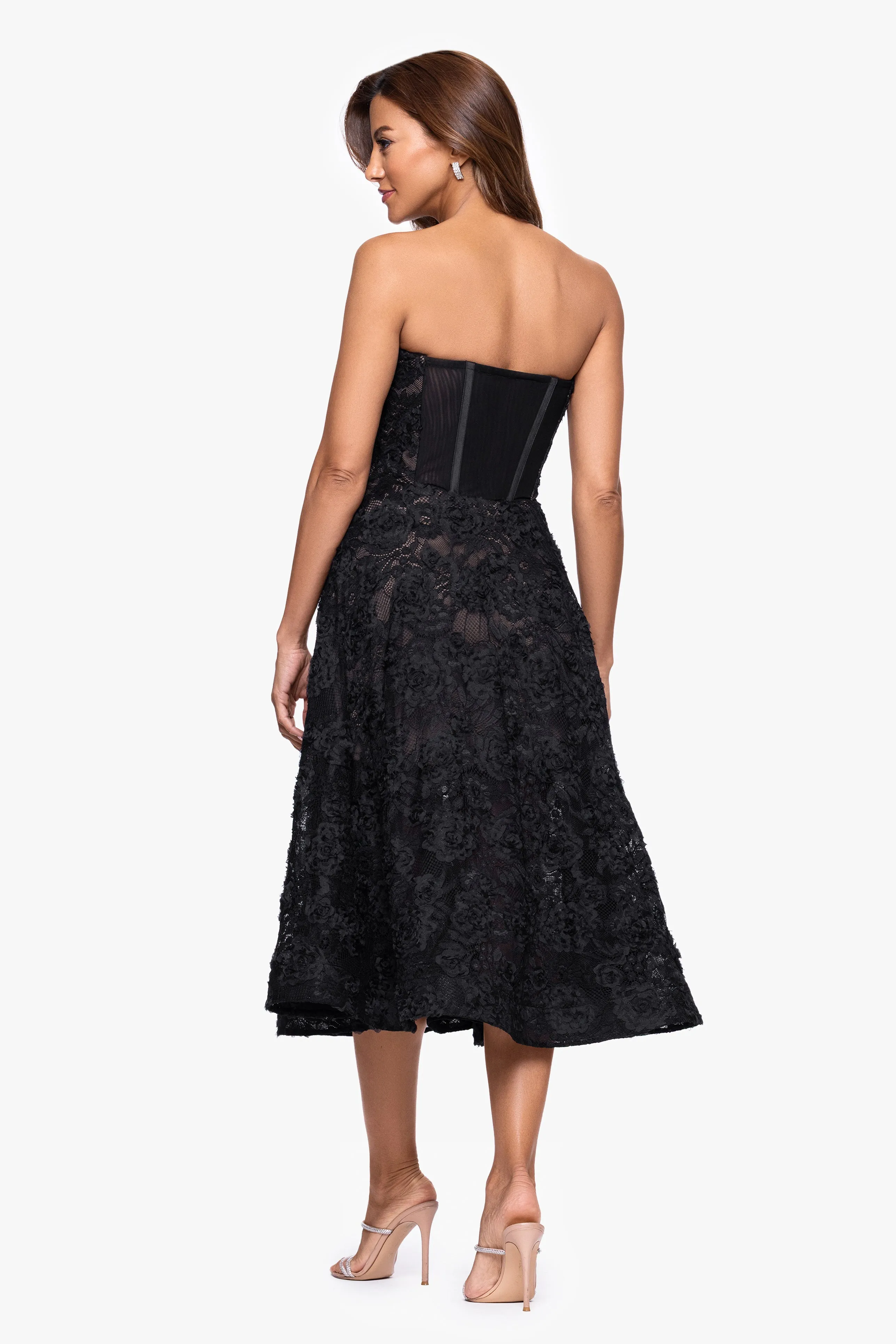 "Desiree" Lace Strapless Midi Dress sold by Xscape product image thumbnail 3