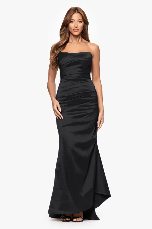 "Louisa" Taffeta Rouched Strapless Floor Length Dress sold by Xscape