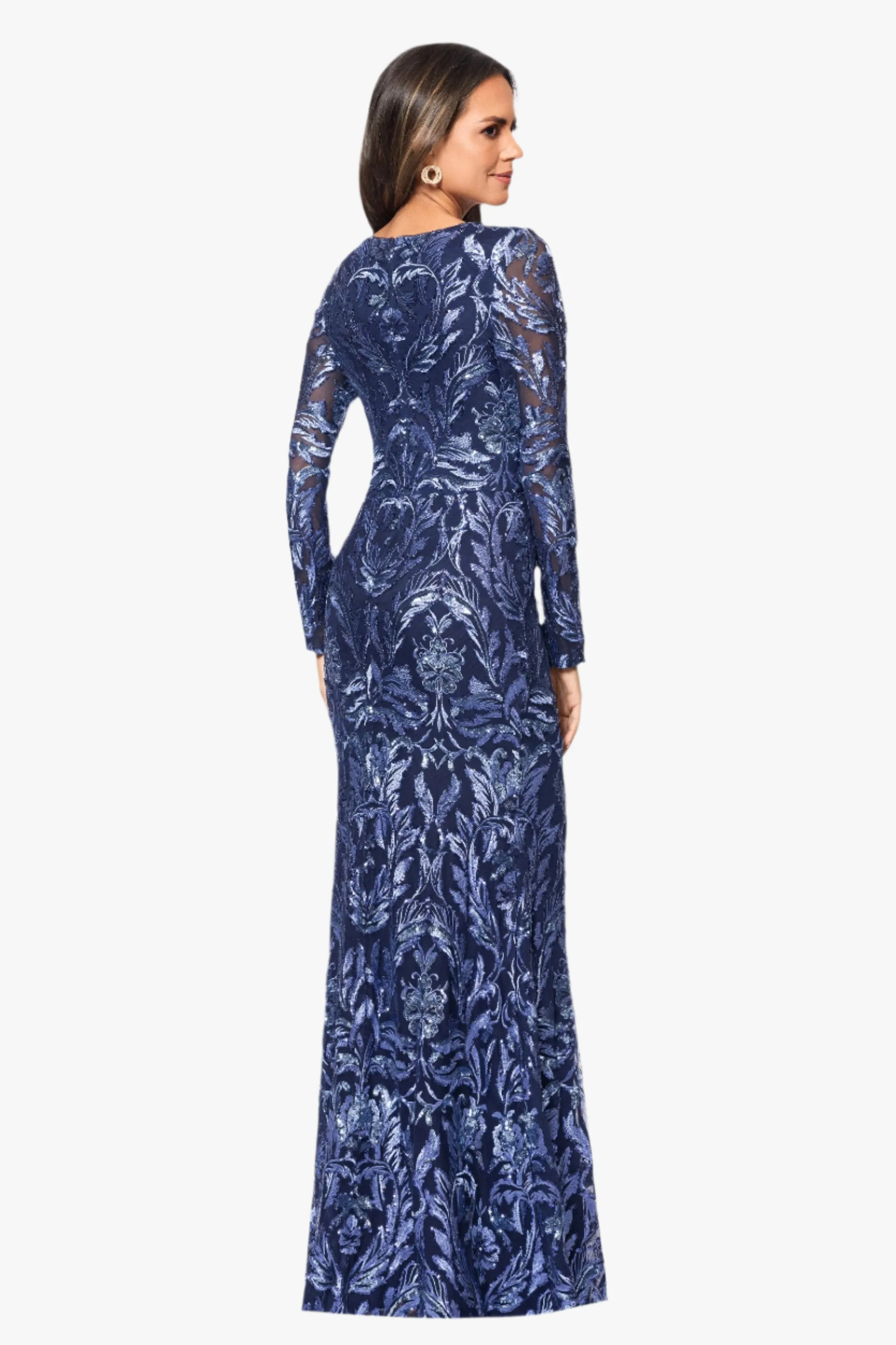 "Jen" Sequin Mesh Long Sleeve Floor Length Dress sold by Xscape product image thumbnail 3