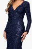 "Fallon" Soutache Lace Sequin Embellished Long Sleeve Floor Length Dress sold by Xscape