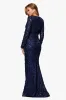 "Fallon" Soutache Lace Sequin Embellished Long Sleeve Floor Length Dress sold by Xscape