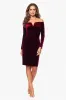 "Jody" Velvet Off the Shoulder V-Neck Short Dress sold by Xscape