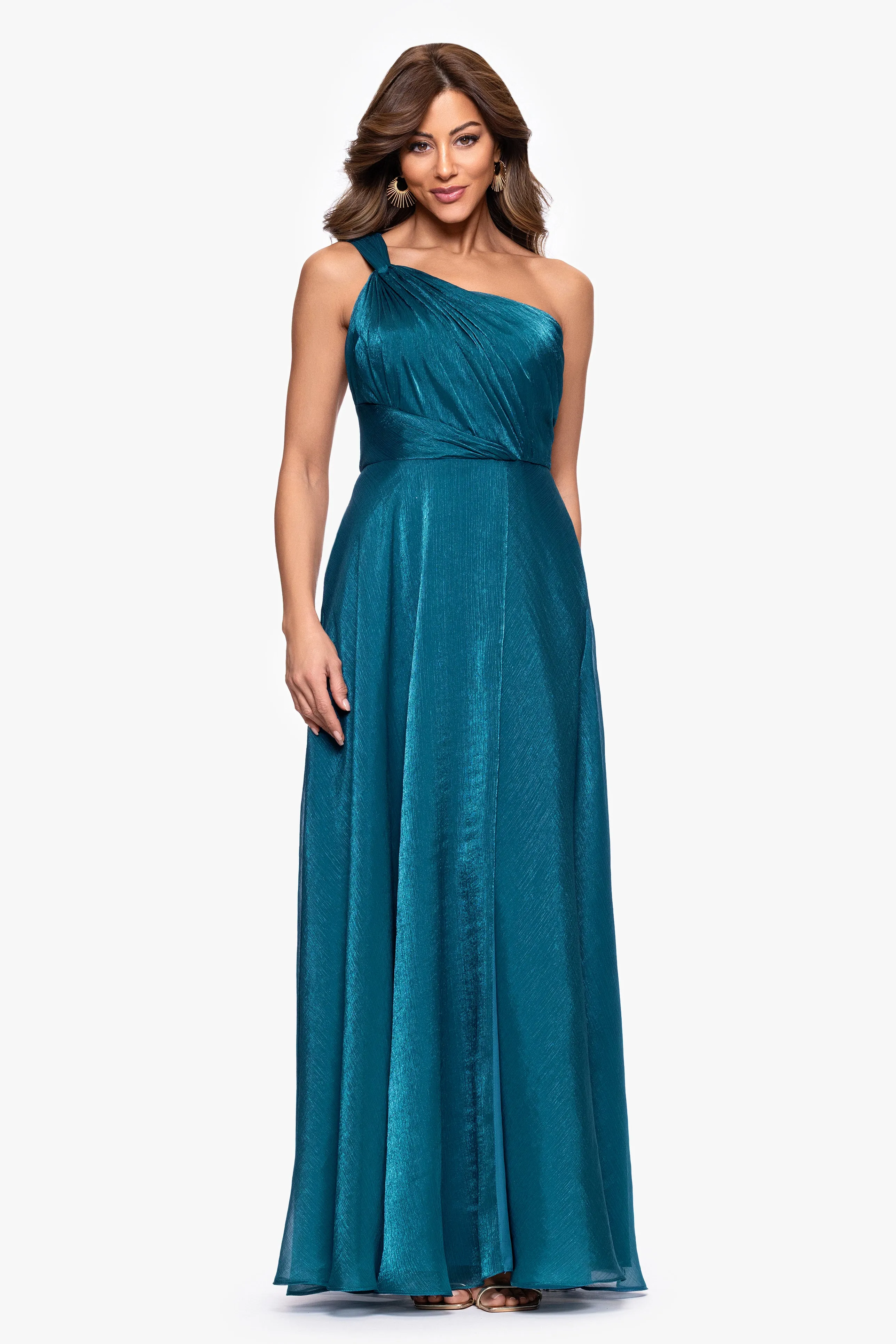 "Gwendela" Organza One Shoulder Flowy Floor Length Dress sold by Xscape