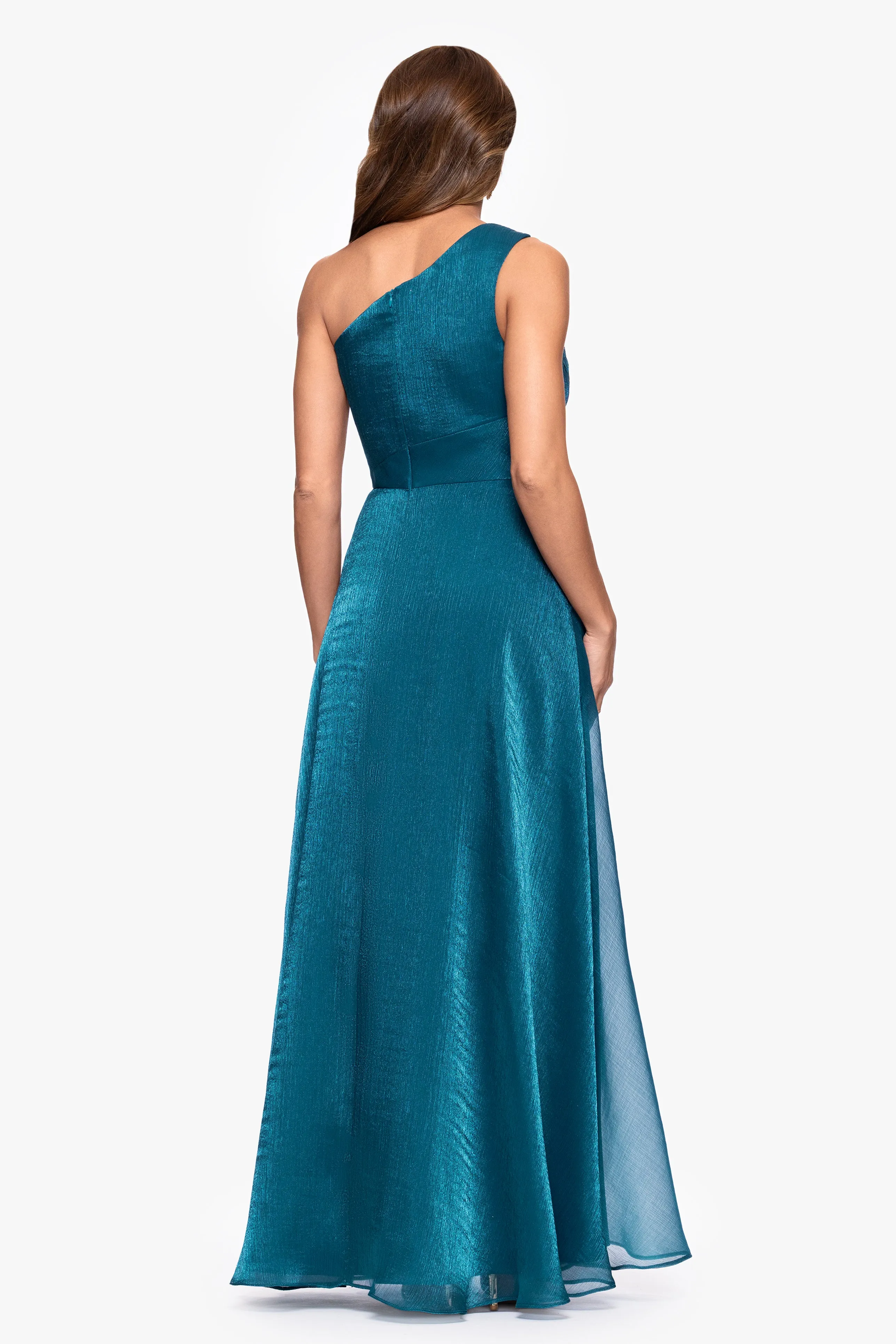 "Gwendela" Organza One Shoulder Flowy Floor Length Dress sold by Xscape product image thumbnail 3