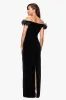"Tammie" Velvet Off the Shoulder Ruffle Floor Length Dress sold by Xscape