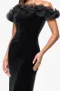 "Tammie" Velvet Off the Shoulder Ruffle Floor Length Dress sold by Xscape