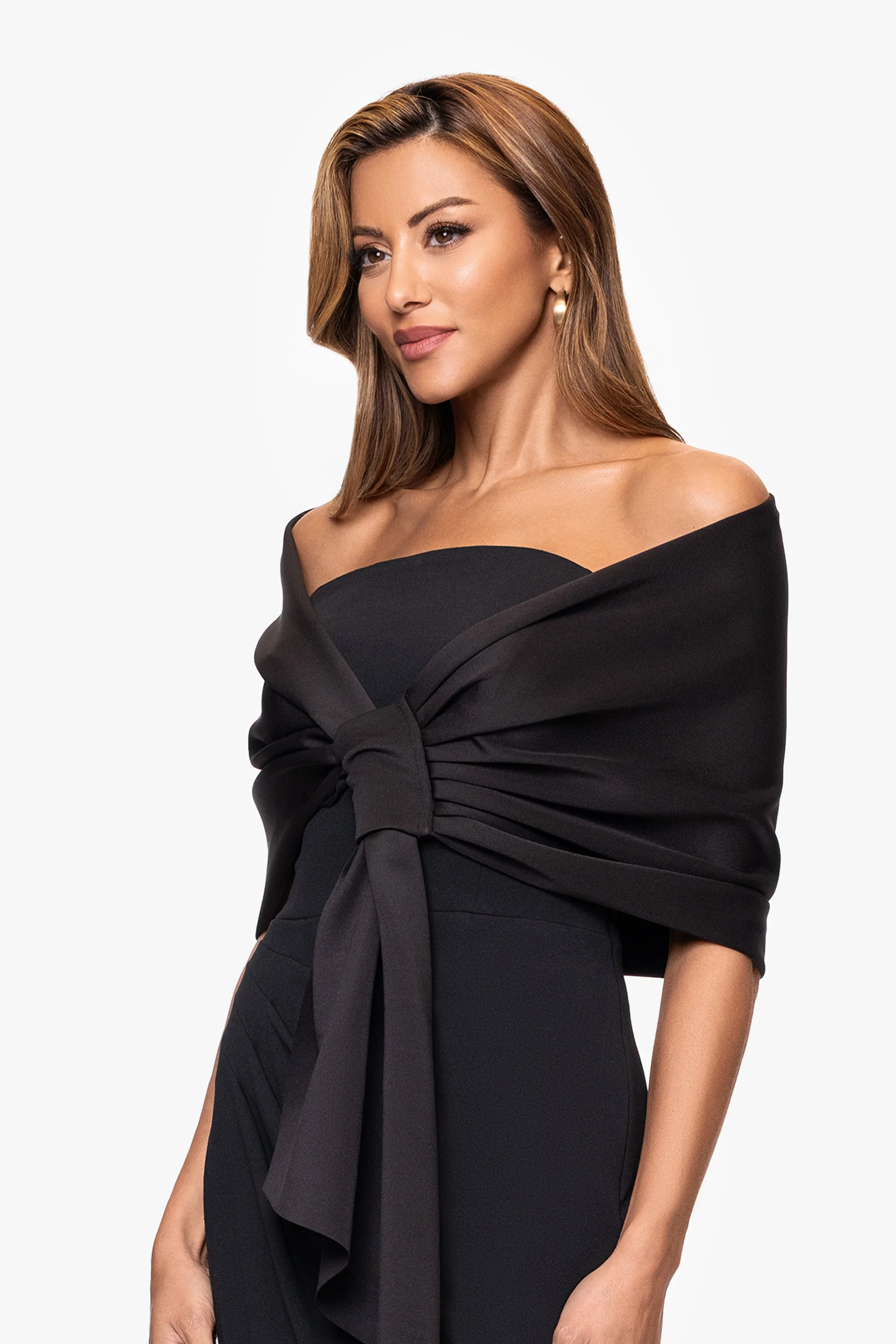 "Carol" Techno Scuba Pull Through Shawl Wrap sold by Xscape product image thumbnail 5