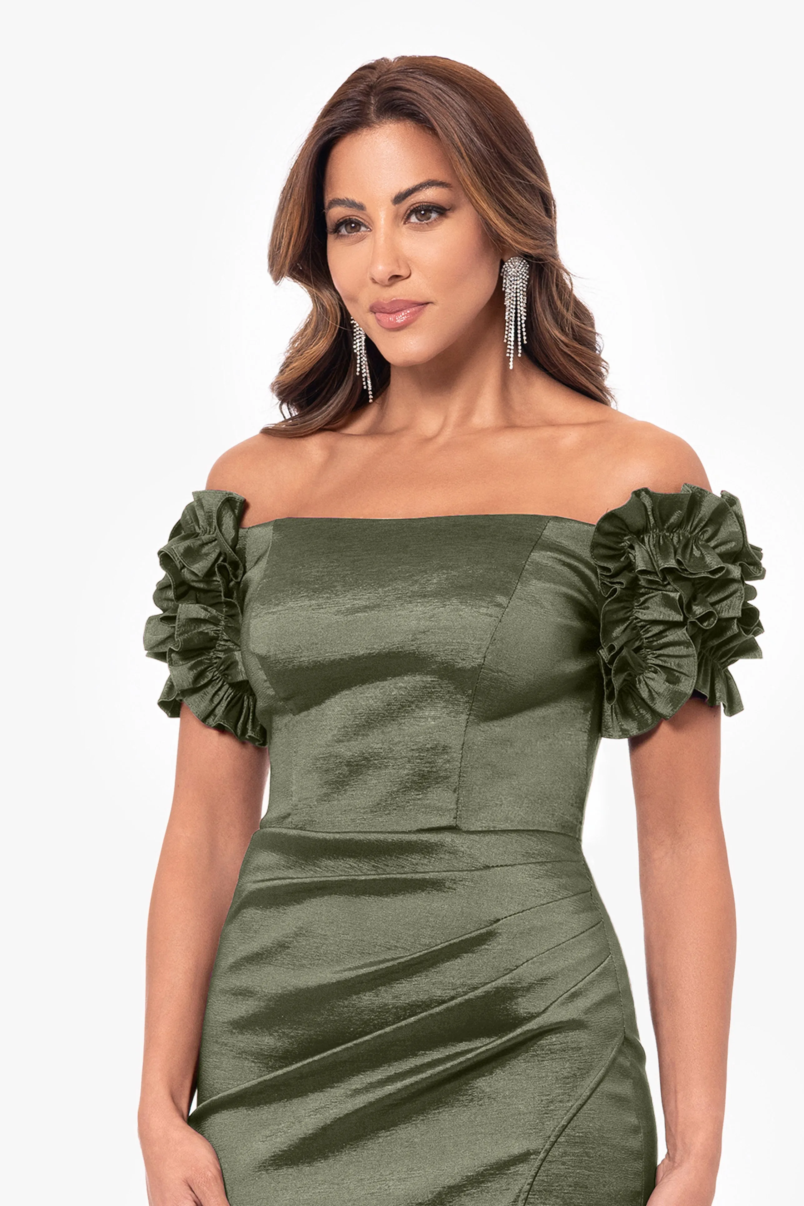"Melinda" Long off the Shoulder Flower Sleeve Dress sold by Xscape product image thumbnail 2