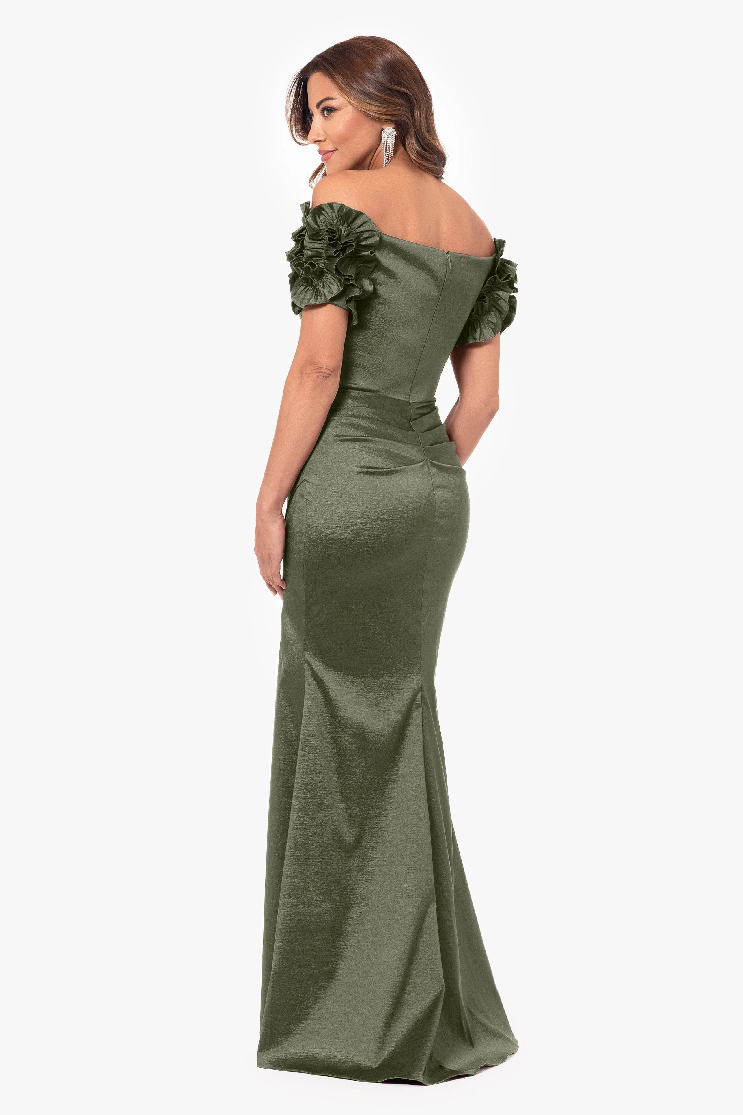 "Melinda" Long off the Shoulder Flower Sleeve Dress sold by Xscape product image thumbnail 3