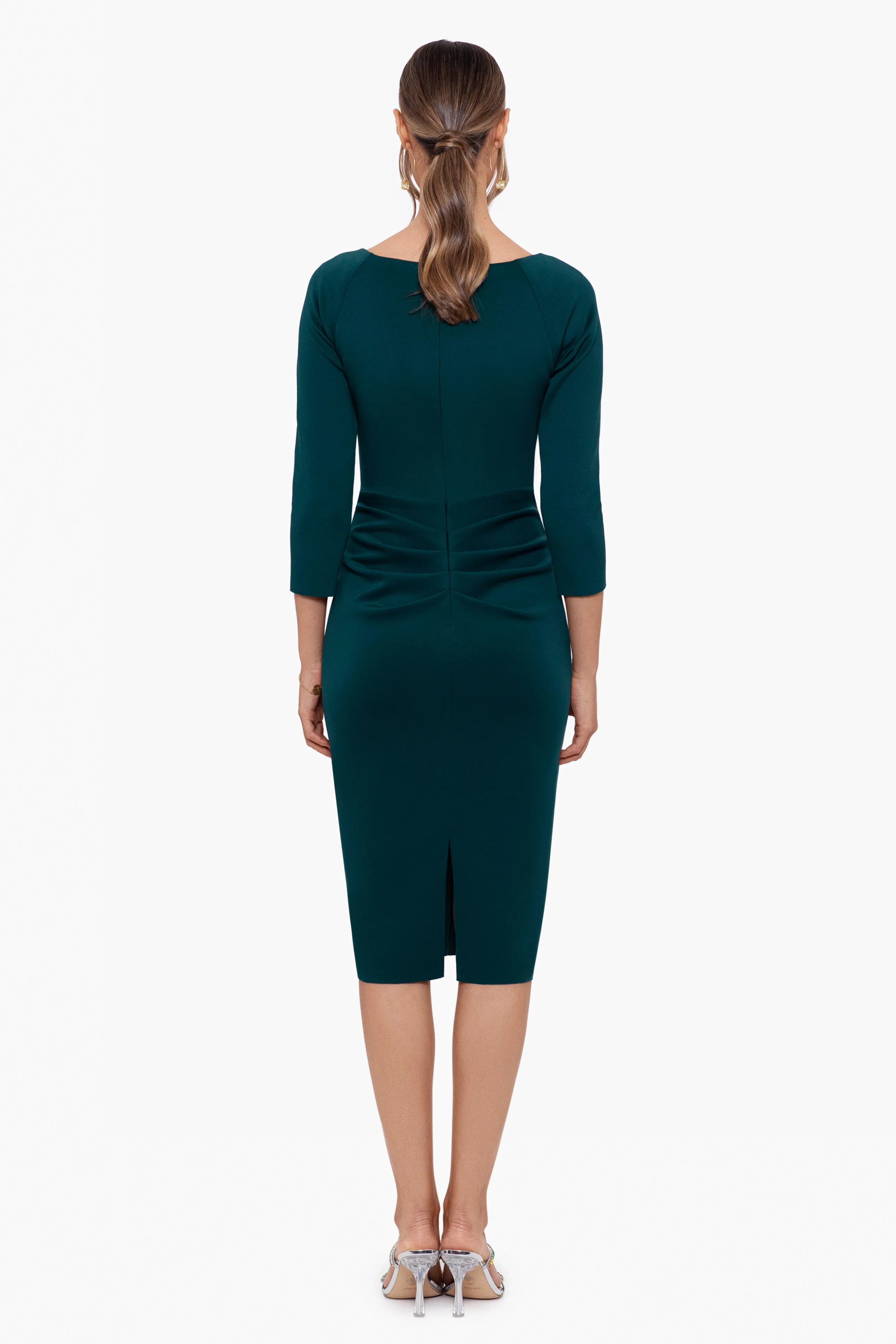 Petite "Allie" Short Scuba Crepe Ruffle Long Sleeve sold by Xscape product image thumbnail 4