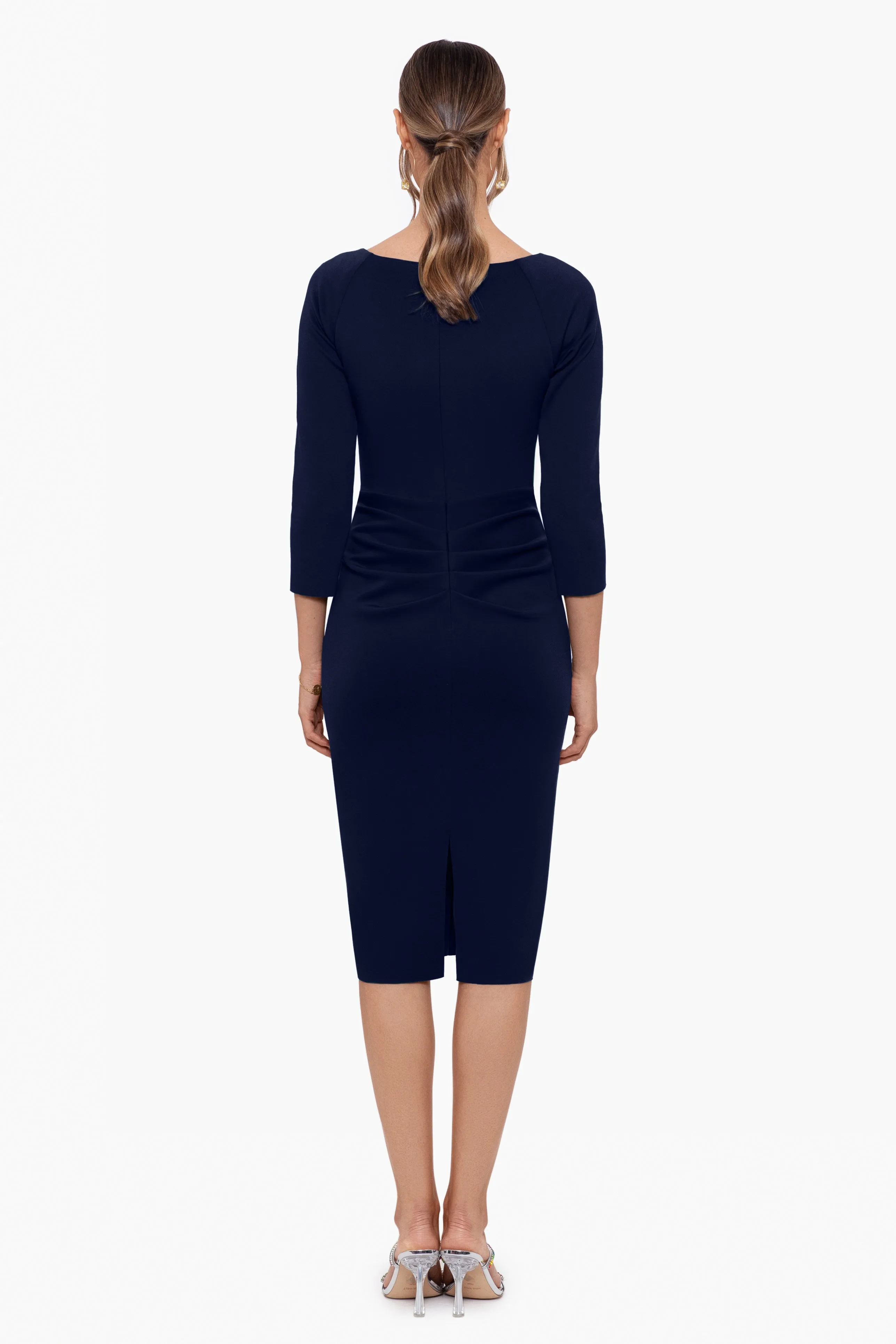 Petite "Allie" Short Scuba Crepe Ruffle Long Sleeve sold by Xscape product image thumbnail 2