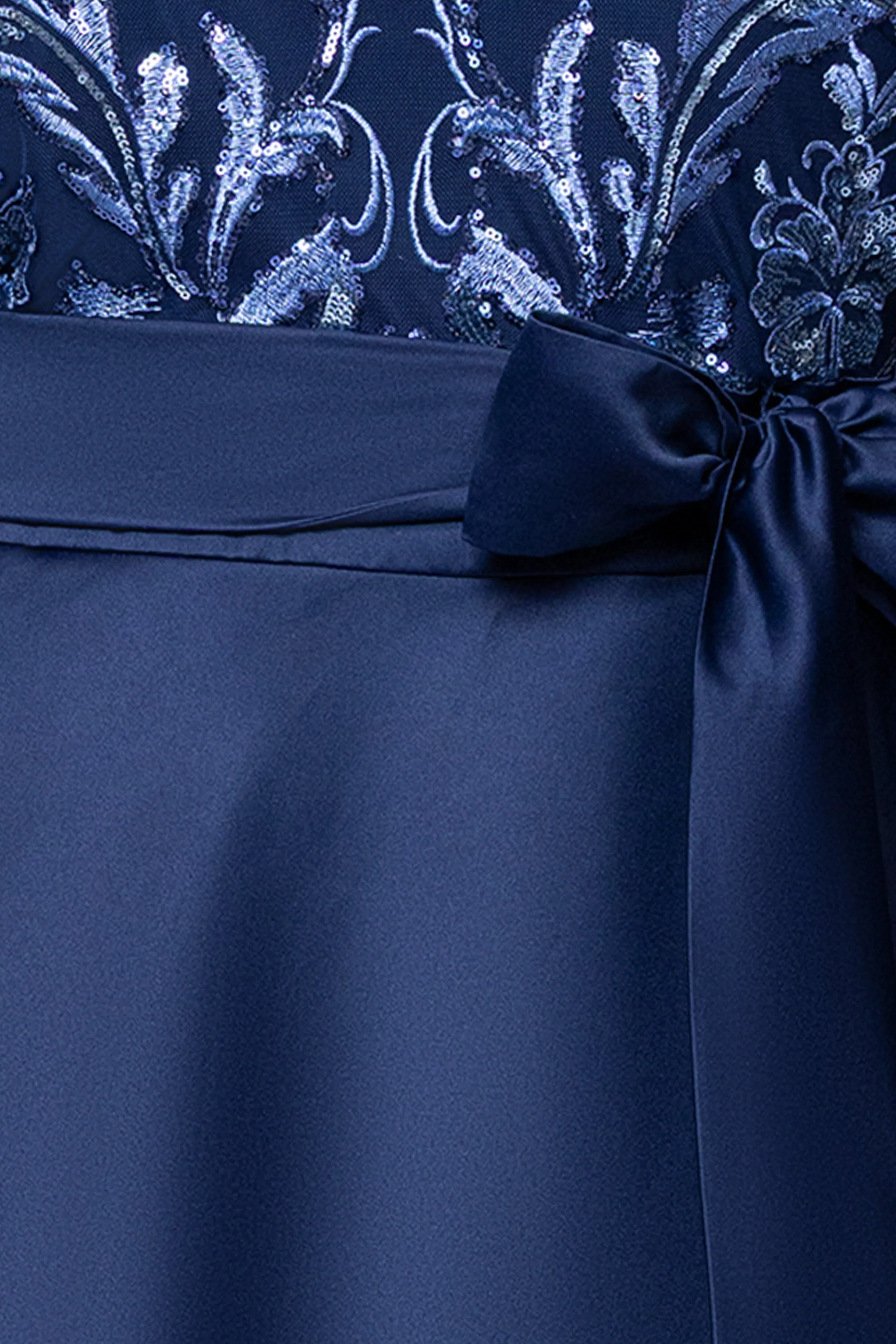 Plus "Joyce" Sequin Bodice and Satin Skirt Long Sleeve Floor Length Dress sold by Xscape product image thumbnail 5