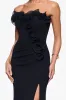 Petite "Kimberly" Scuba Crepe Chiffon Ruffle Strapless Floor Length Dress sold by Xscape