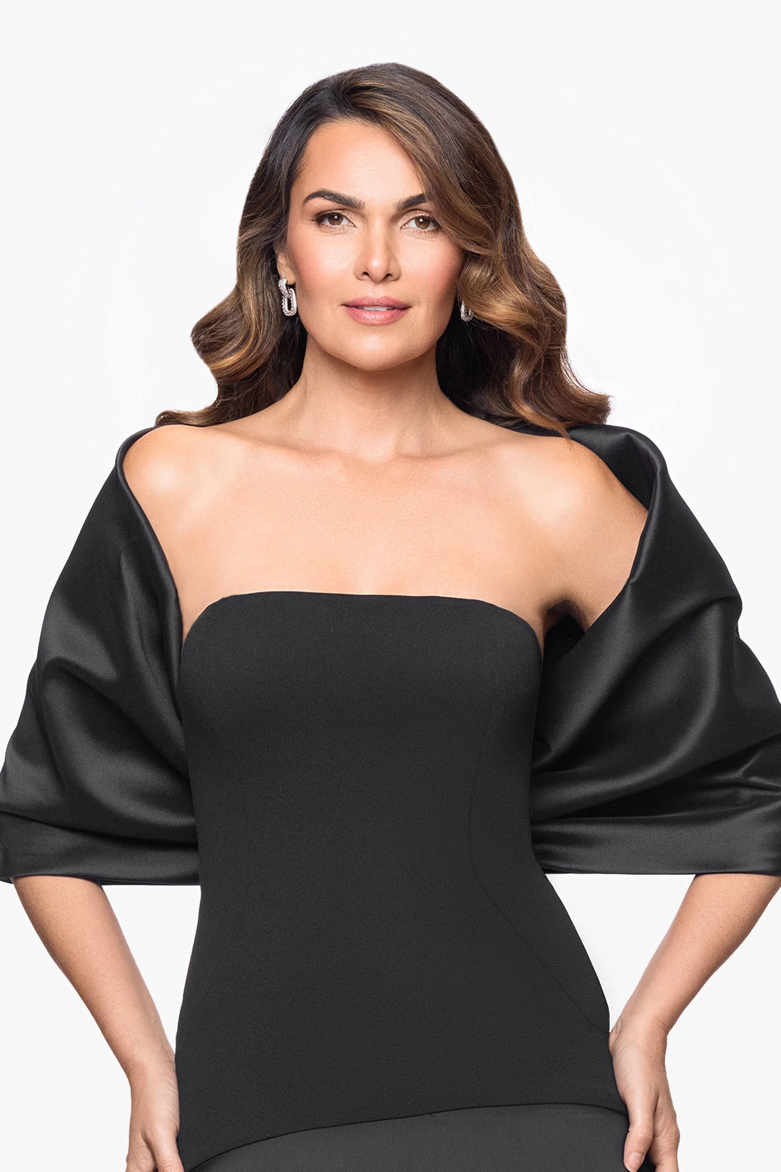 "Thalia" Stretch Mikado Shawl Wrap sold by Xscape product image thumbnail 4