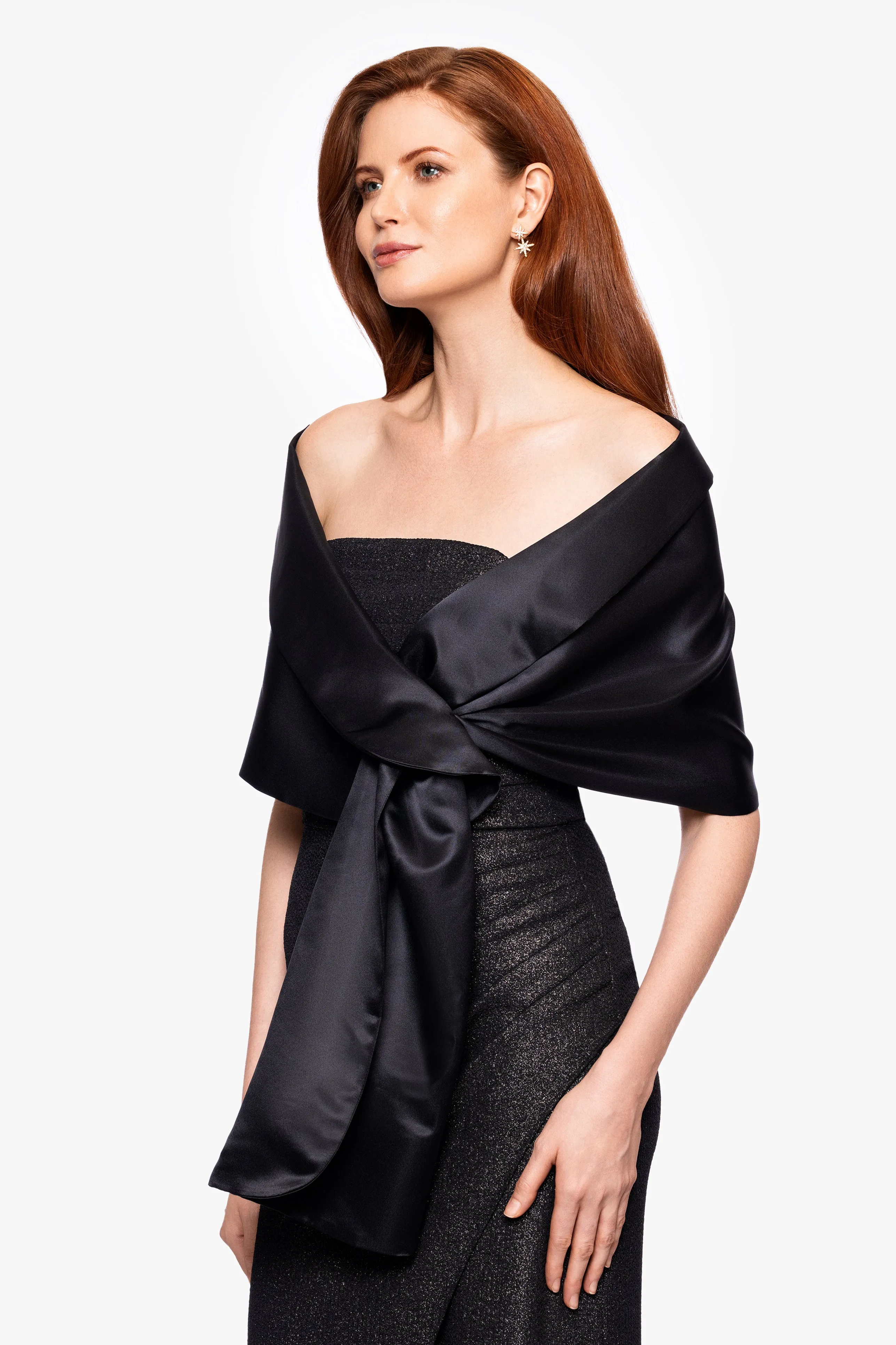 "Trixie" Satin Pull Through Shawl Wrap sold by Xscape product image thumbnail 5