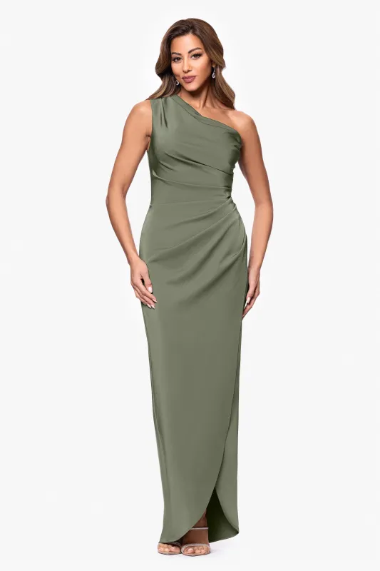 "Althea" Satin One Shoulder Floor Length Dress sold by Xscape
