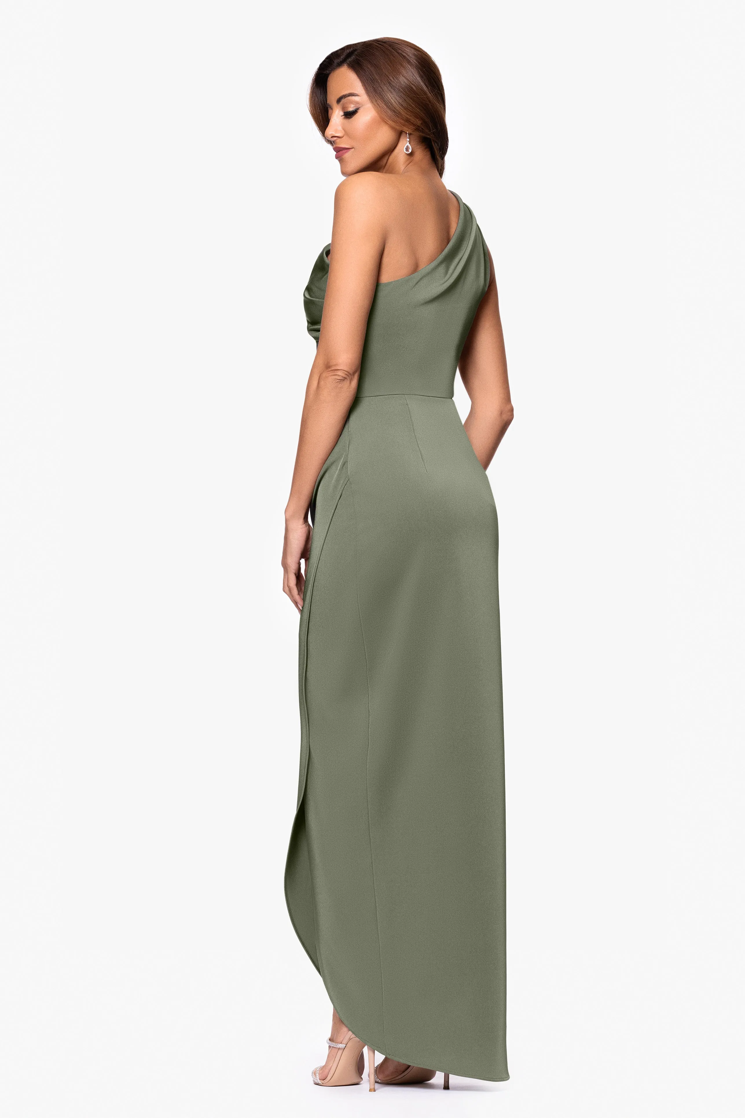 "Althea" Satin One Shoulder Floor Length Dress sold by Xscape product image thumbnail 3