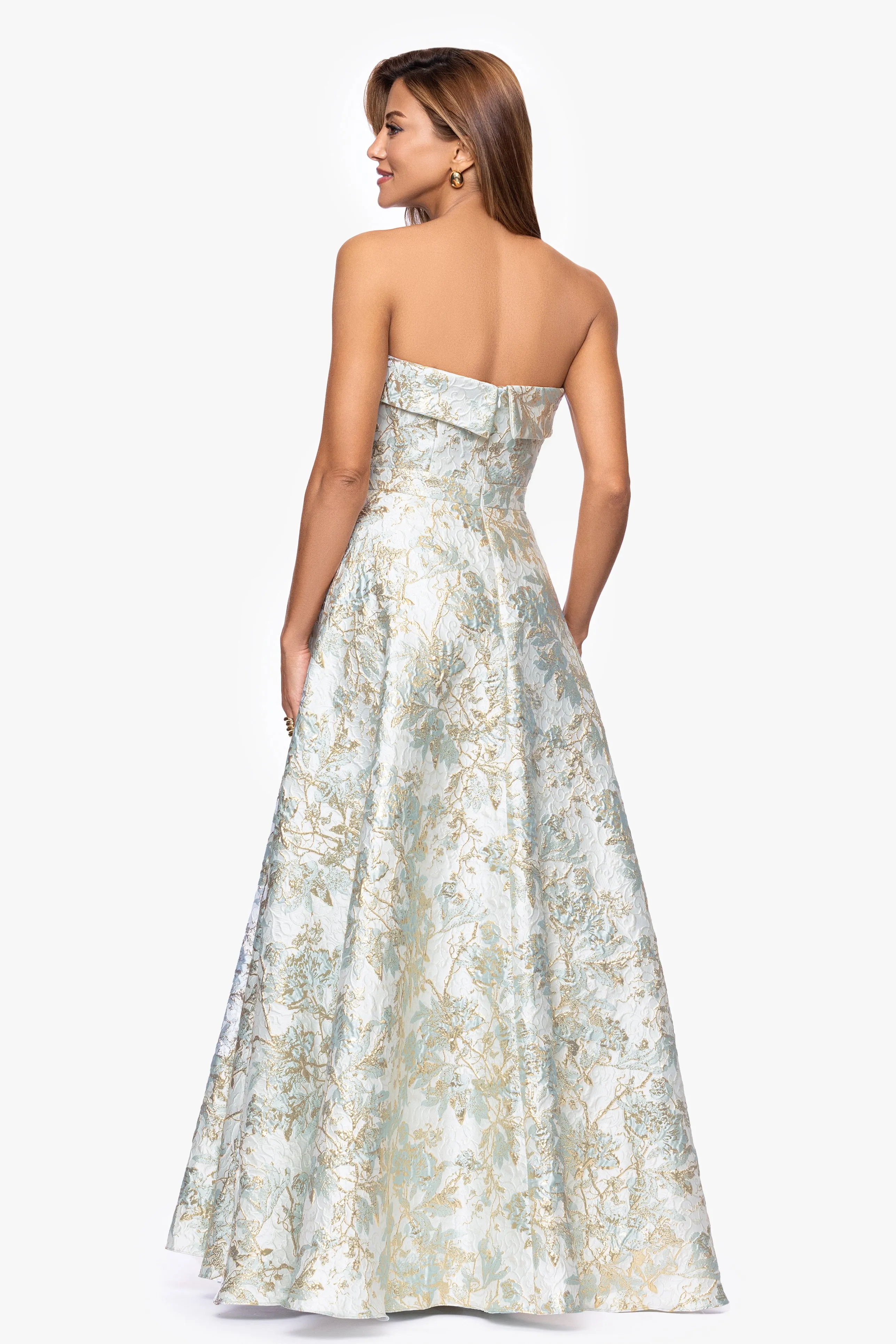 "Brandy" Brocade Strapless Floor Length Dress sold by Xscape product image thumbnail 3