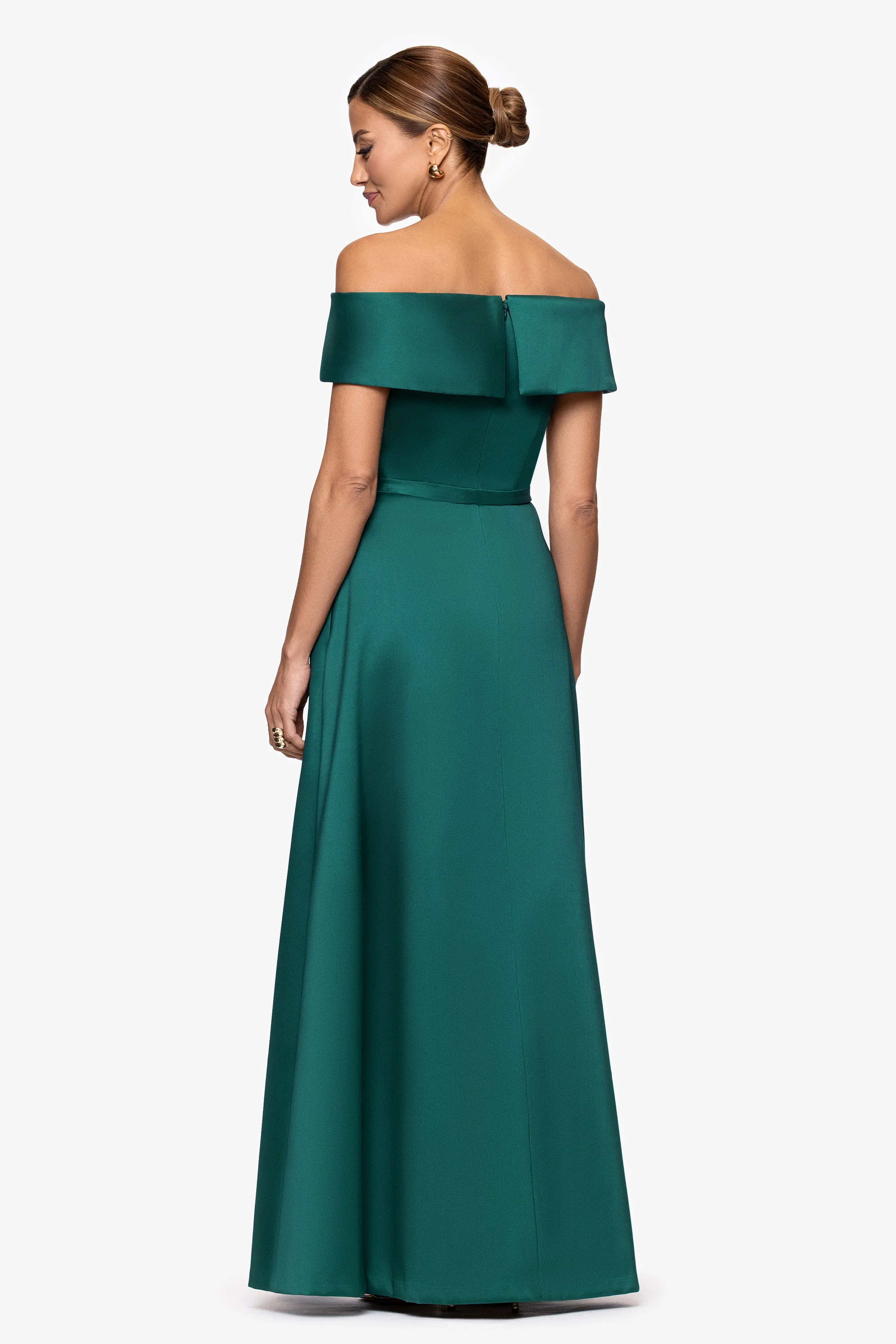 "Penelope" Mikado Off the Shoulder Floor Length Dress sold by Xscape product image thumbnail 3
