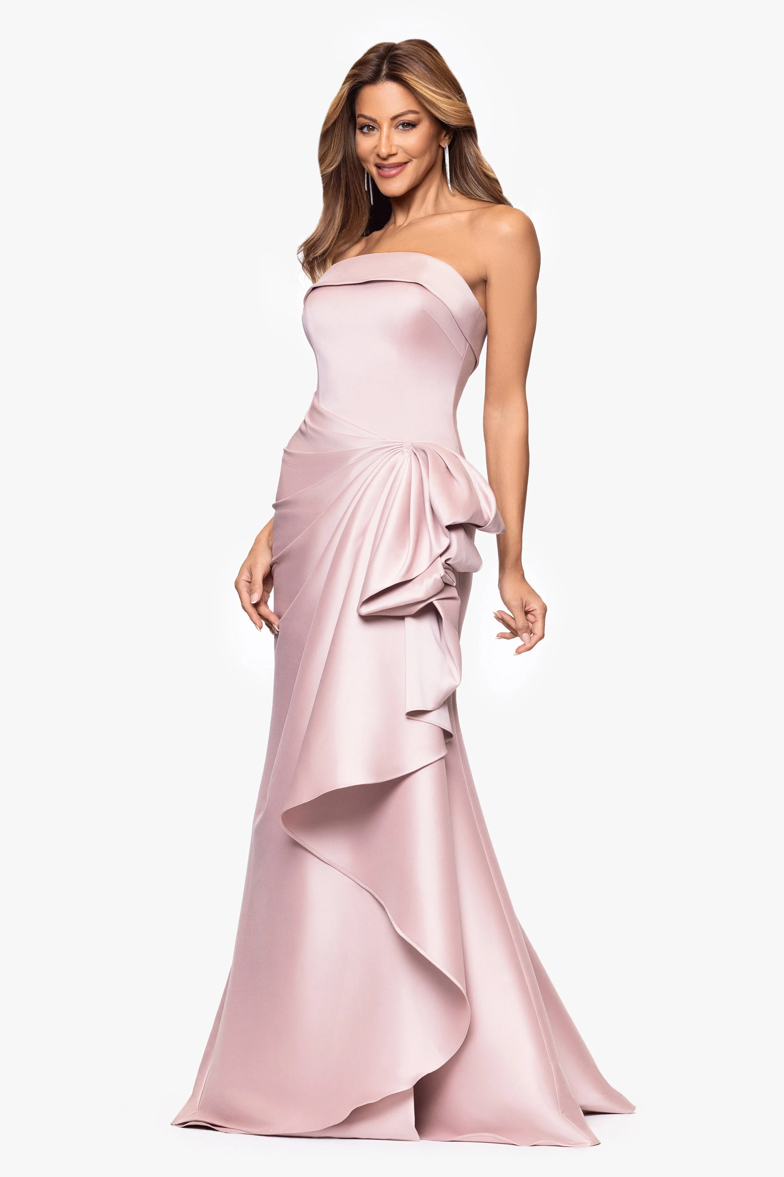 "Diana" Mikado Strapless Rouched Floor Length Dress sold by Xscape product image thumbnail 4