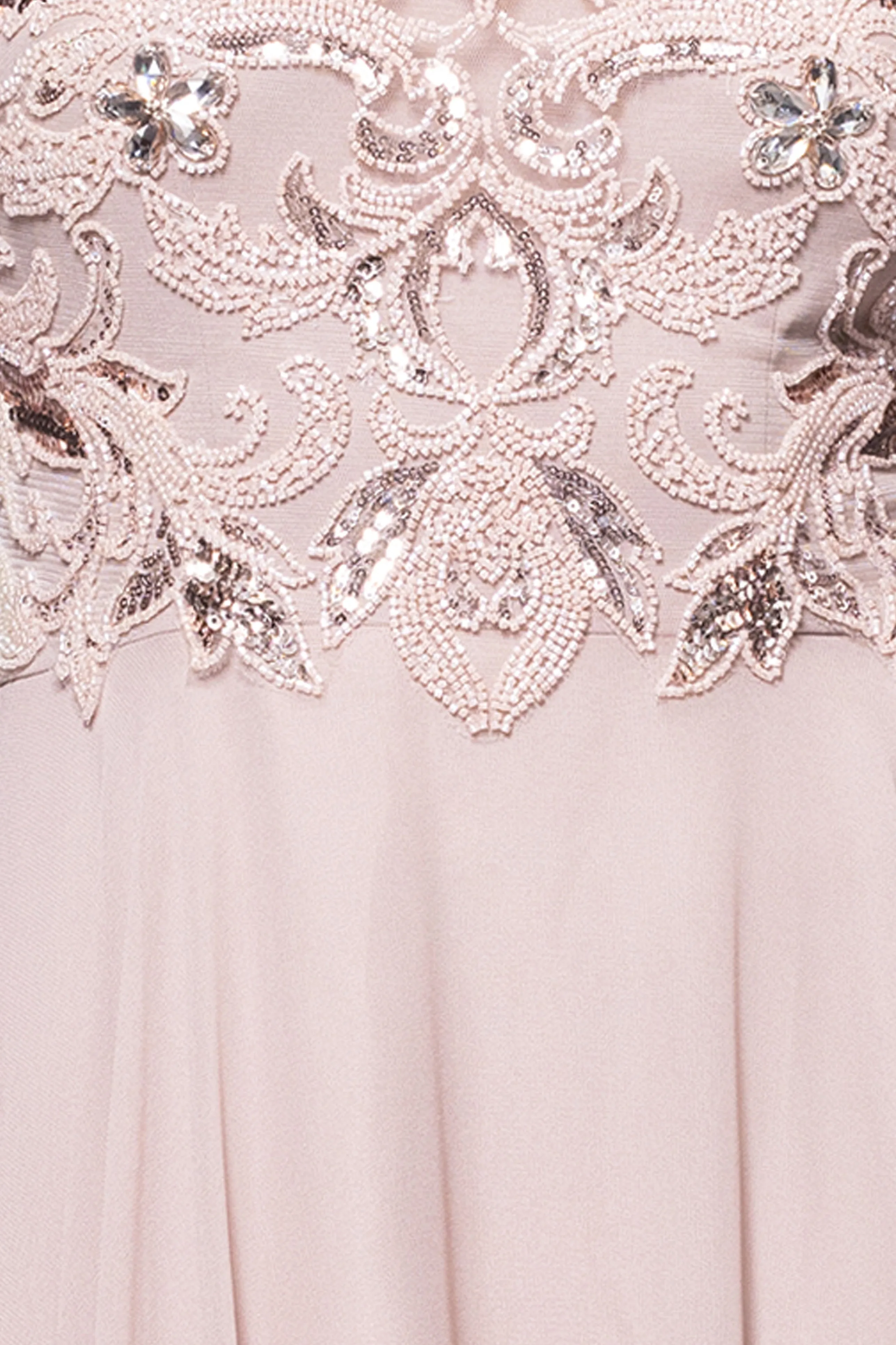 Petite "Bridget" Chiffon and Mesh Beaded Floor Length Dress sold by Xscape product image thumbnail 5