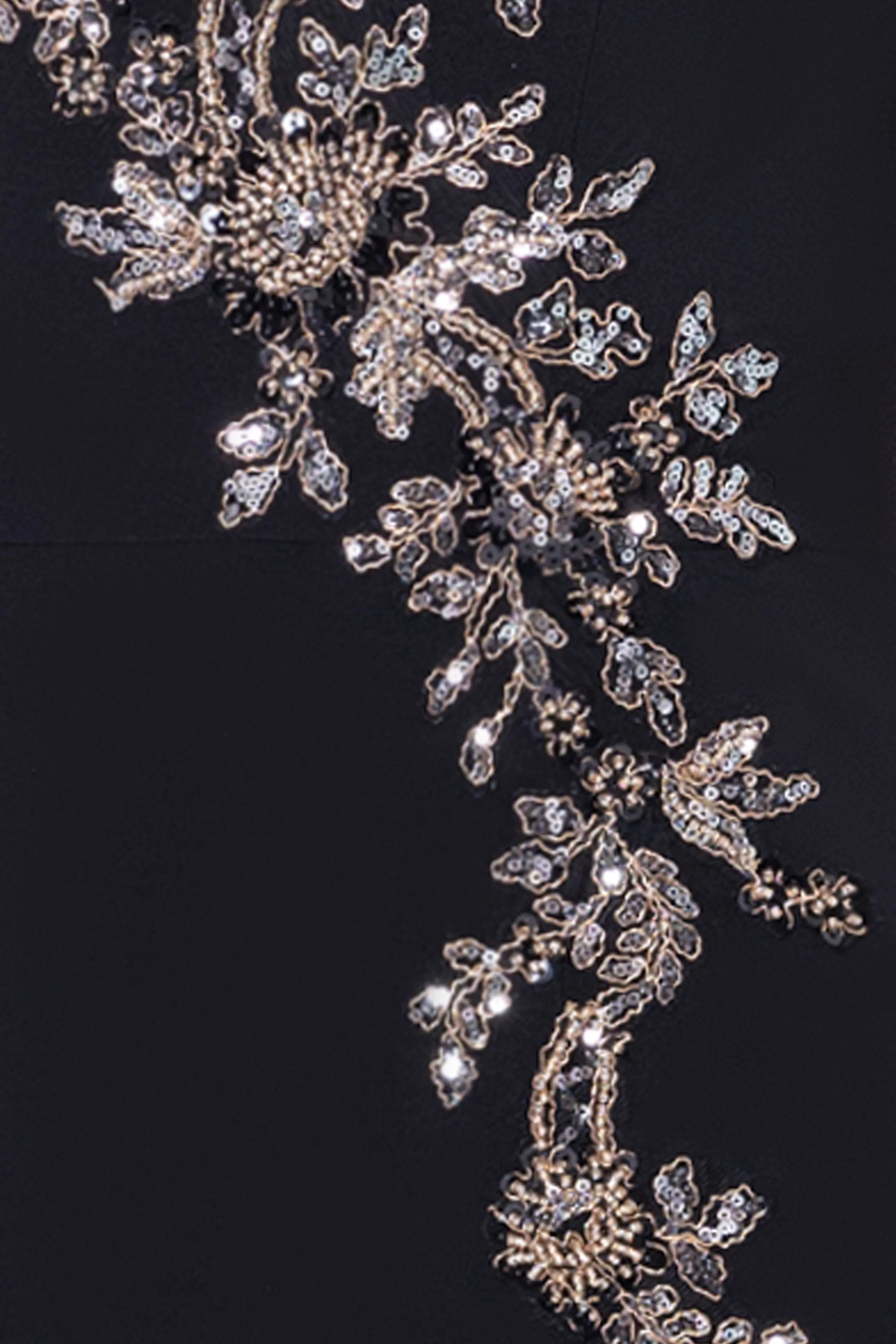 "Rina" Jersey Knit Spaghetti Strap Applique Floor Length Dress sold by Xscape product image thumbnail 5