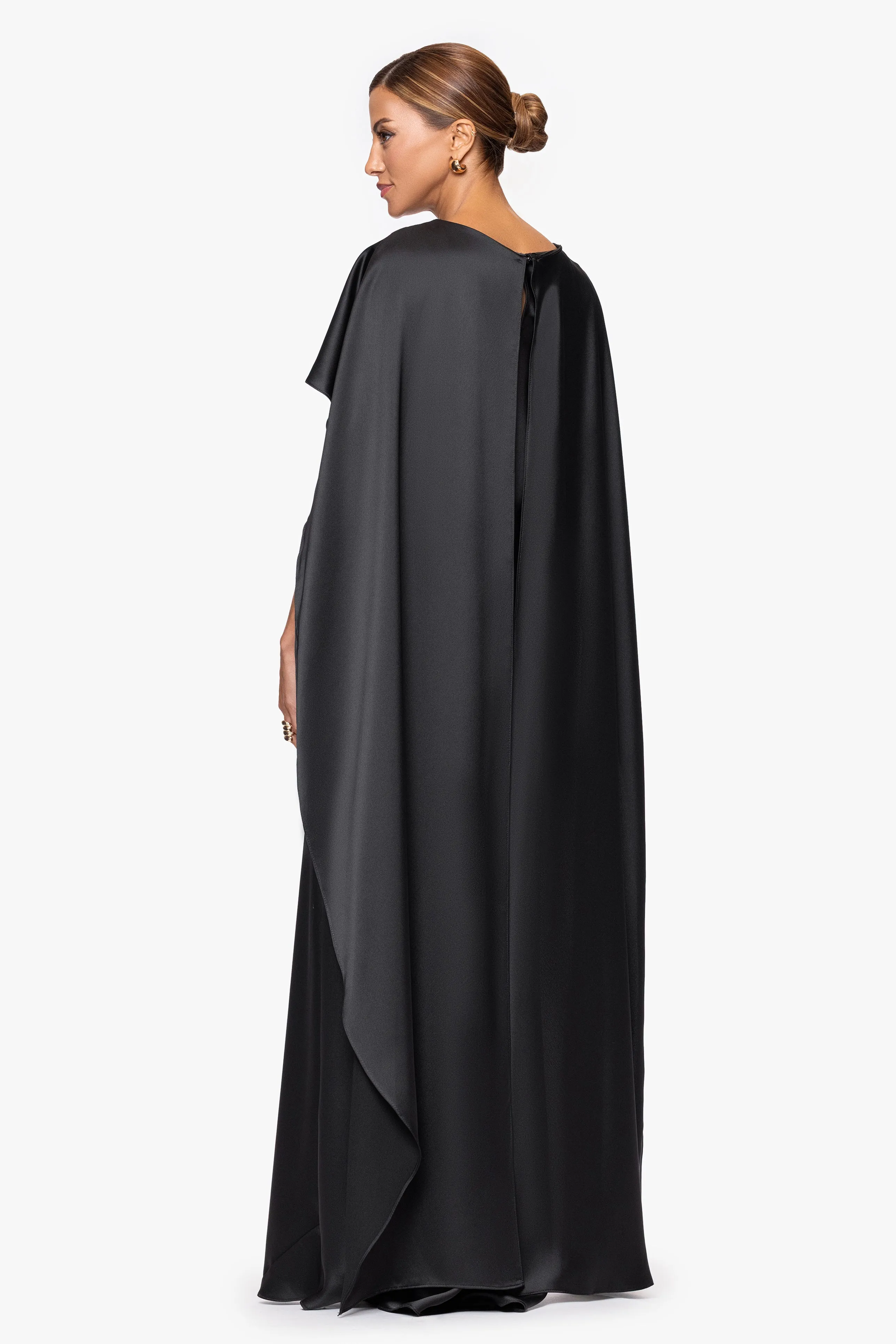 "Tallulah" Satin Overlay Cape Floor Length Dress sold by Xscape product image thumbnail 3