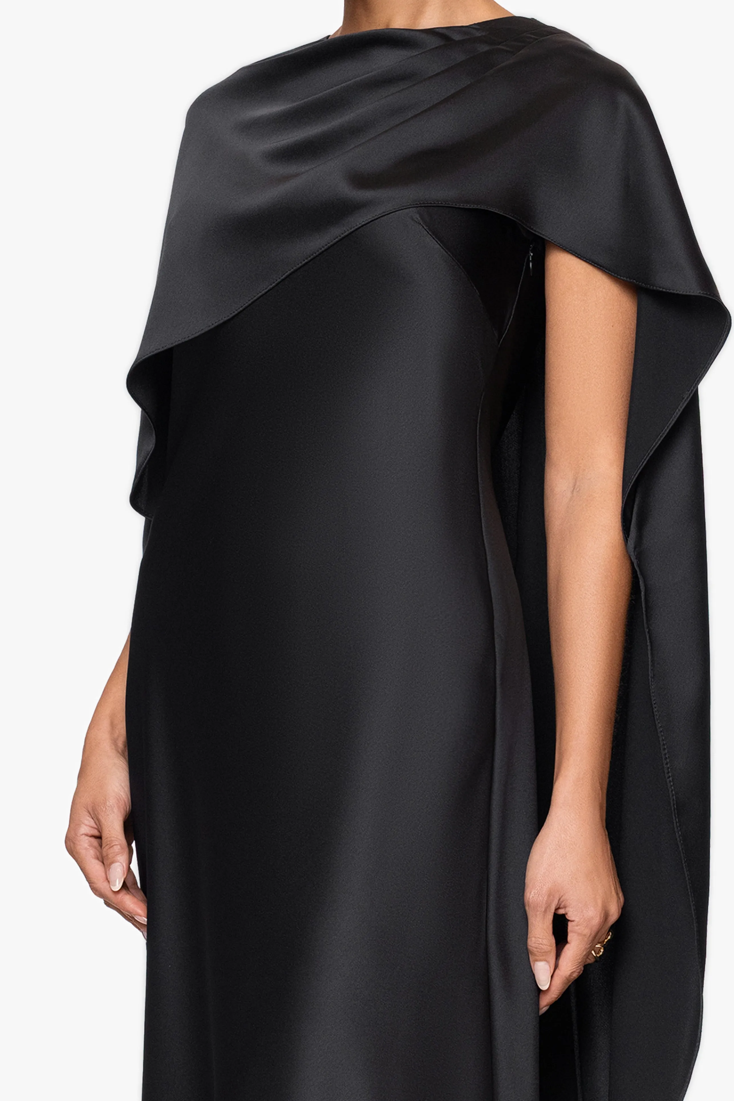 "Tallulah" Satin Overlay Cape Floor Length Dress sold by Xscape product image thumbnail 2