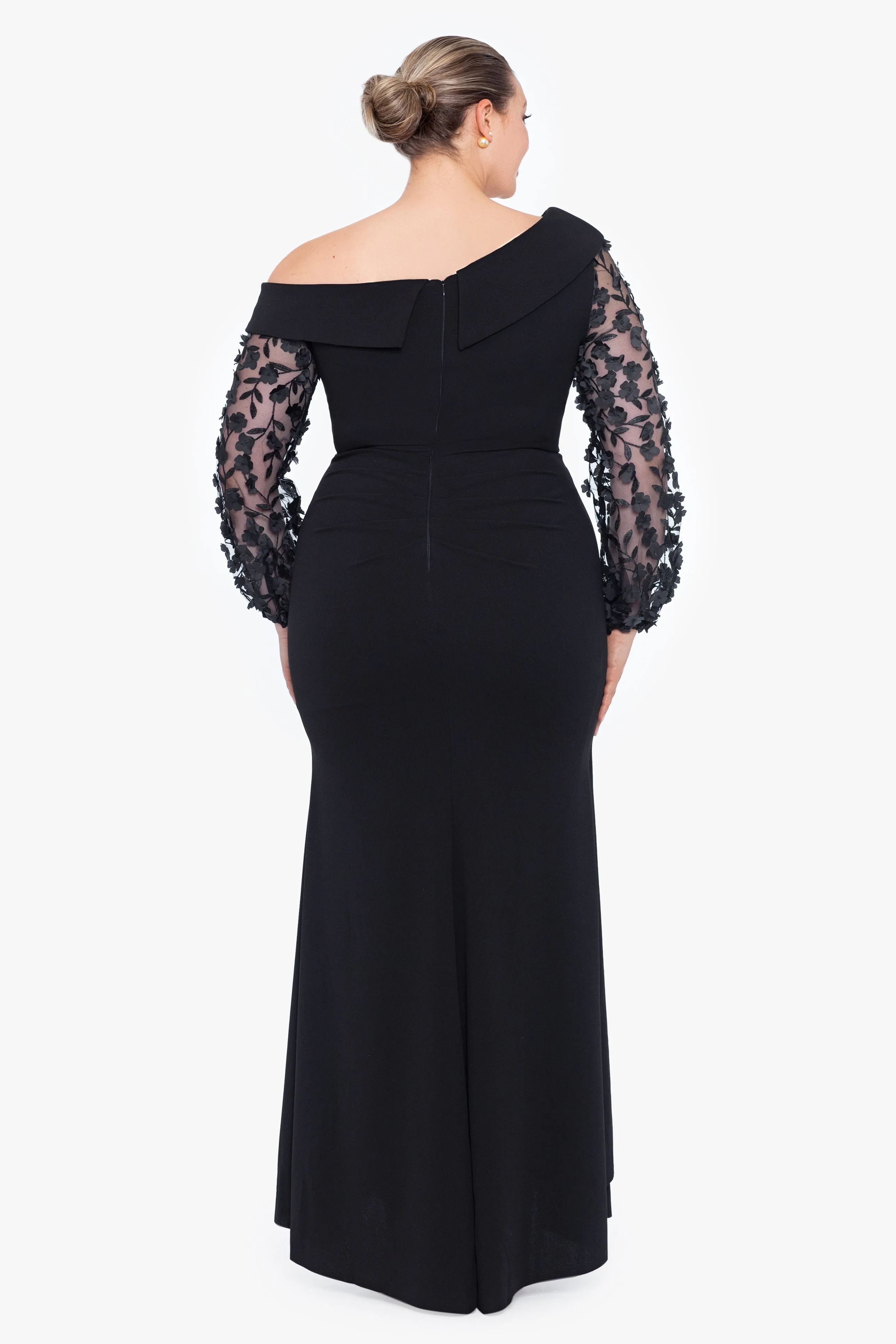 Plus "Ariana" Off the Shoulder Long Sleeve Scuba Crepe Dress sold by Xscape product image thumbnail 2