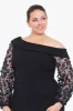 Plus "Ariana" Off the Shoulder Long Sleeve Scuba Crepe Dress sold by Xscape