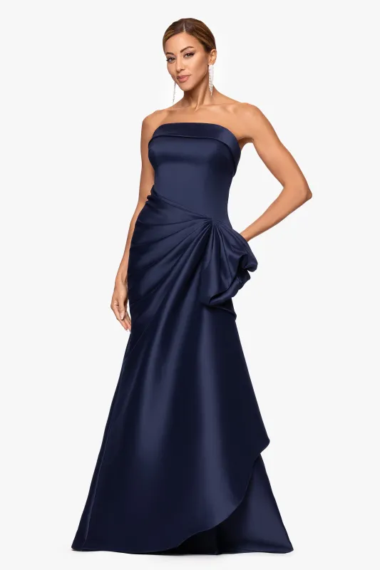 "Diana" Mikado Strapless Rouched Floor Length Dress sold by Xscape