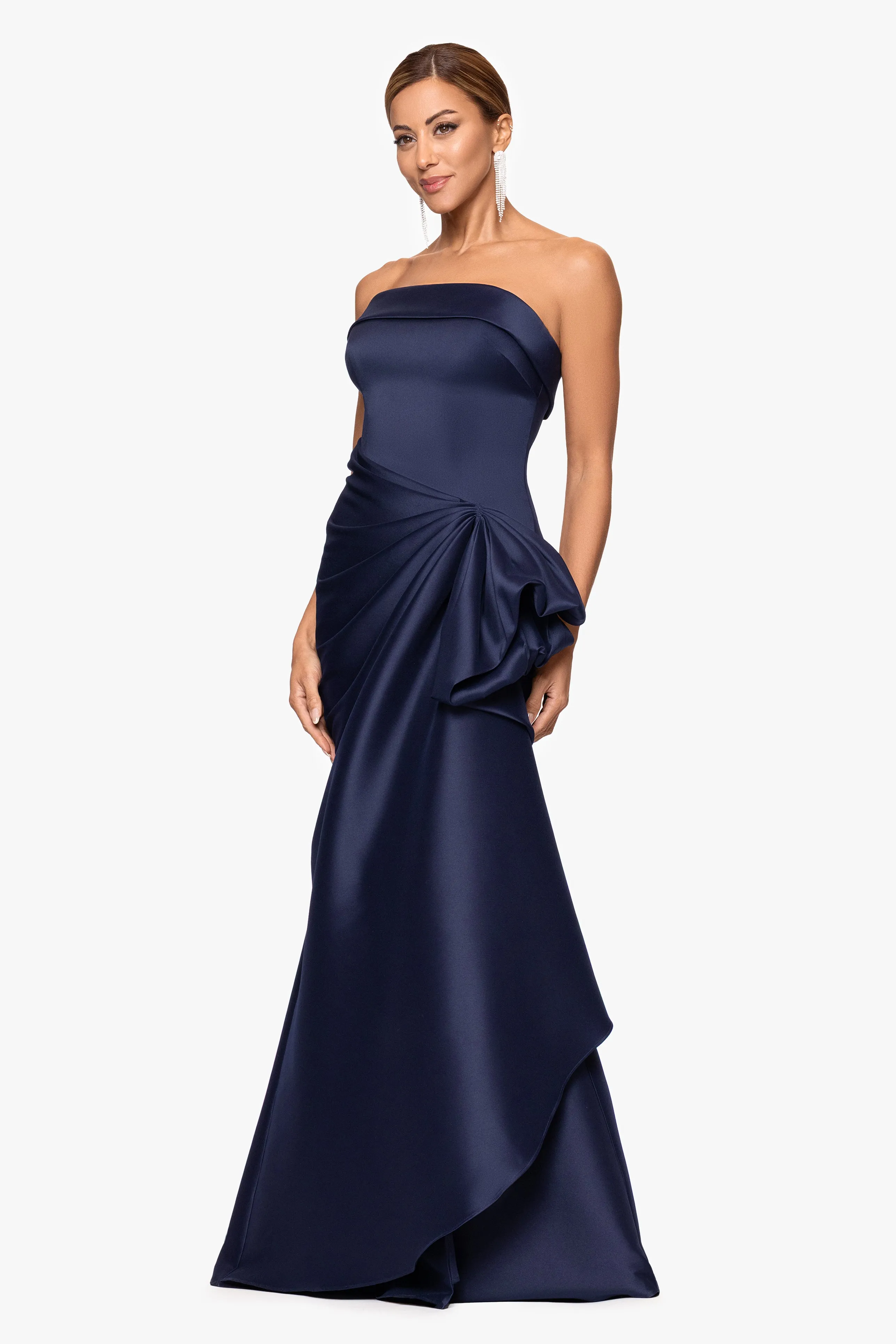 "Diana" Mikado Strapless Rouched Floor Length Dress sold by Xscape product image thumbnail 4