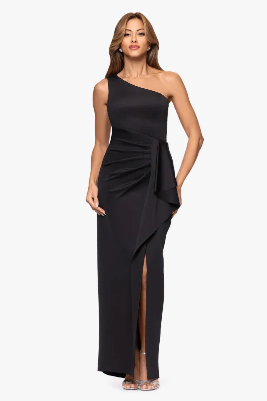 "Klaudia" Scuba Crepe One Shoulder Floor Length Dress sold by Xscape