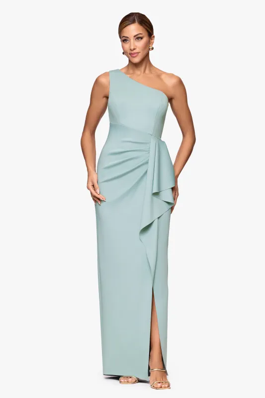 "Klaudia" Scuba Crepe One Shoulder Floor Length Dress sold by Xscape