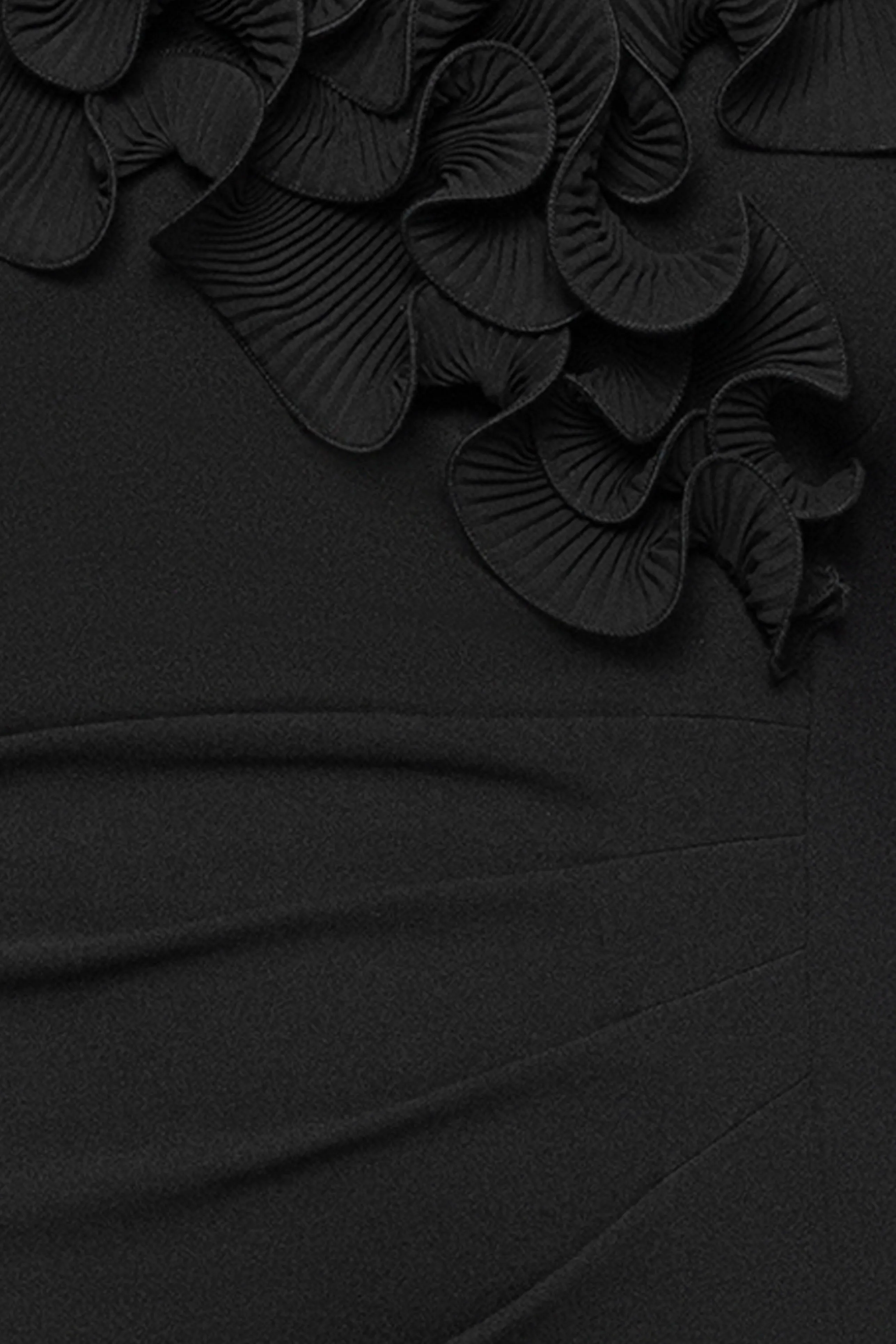 Plus "Anya" Scuba Crepe Off the Shoulder Chiffon Ruffle Neckline Floor Length Dress sold by Xscape product image thumbnail 5