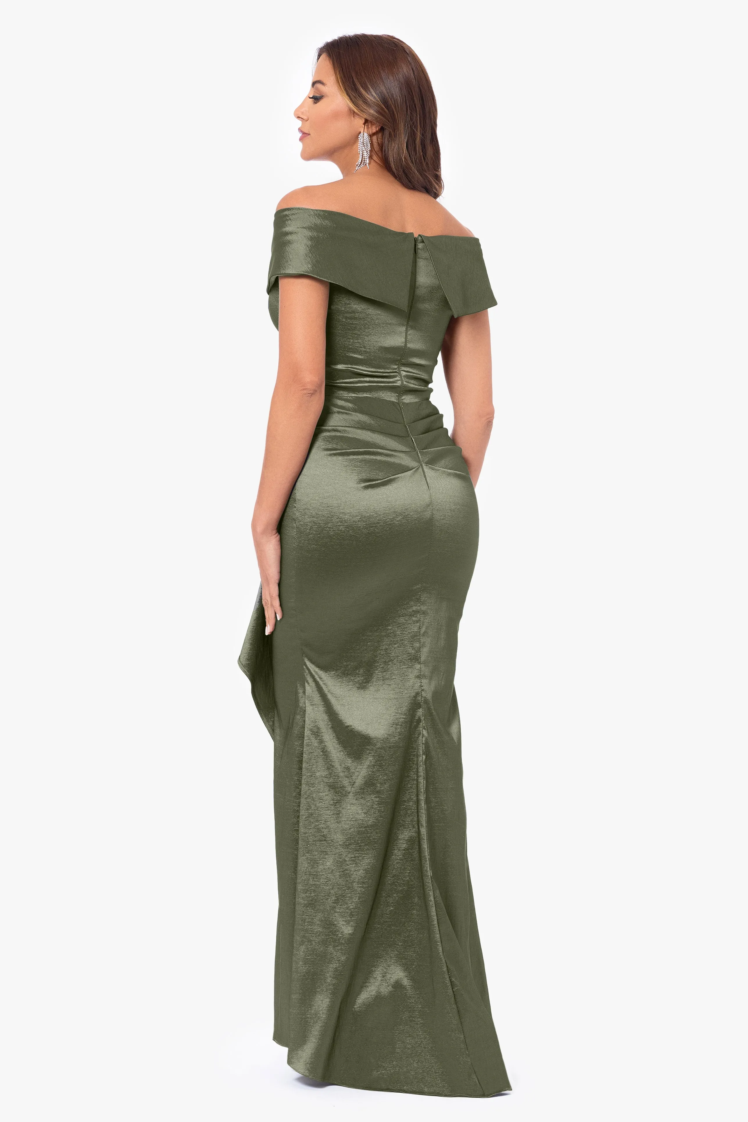 "Tilly" Long Off the Shoulder Ruffle Gown sold by Xscape product image thumbnail 3