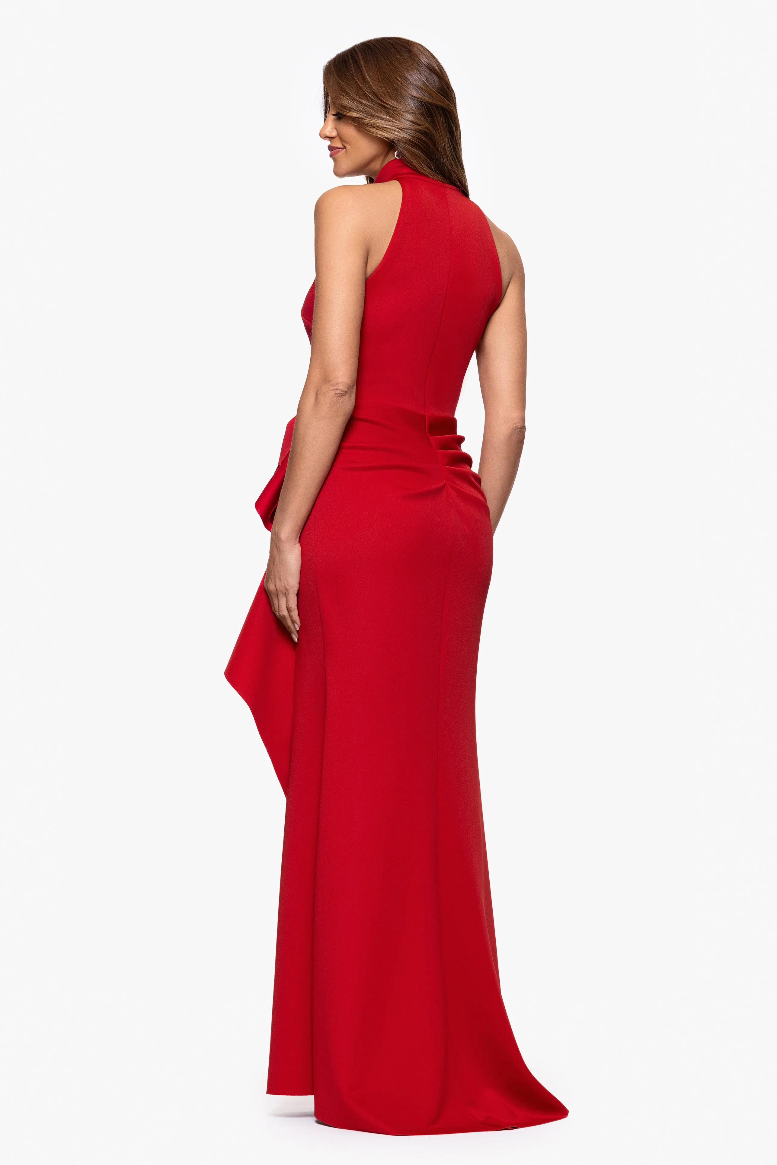 "Eden" Techno Scuba Mock Neck Ruffle Dress sold by Xscape product image thumbnail 3