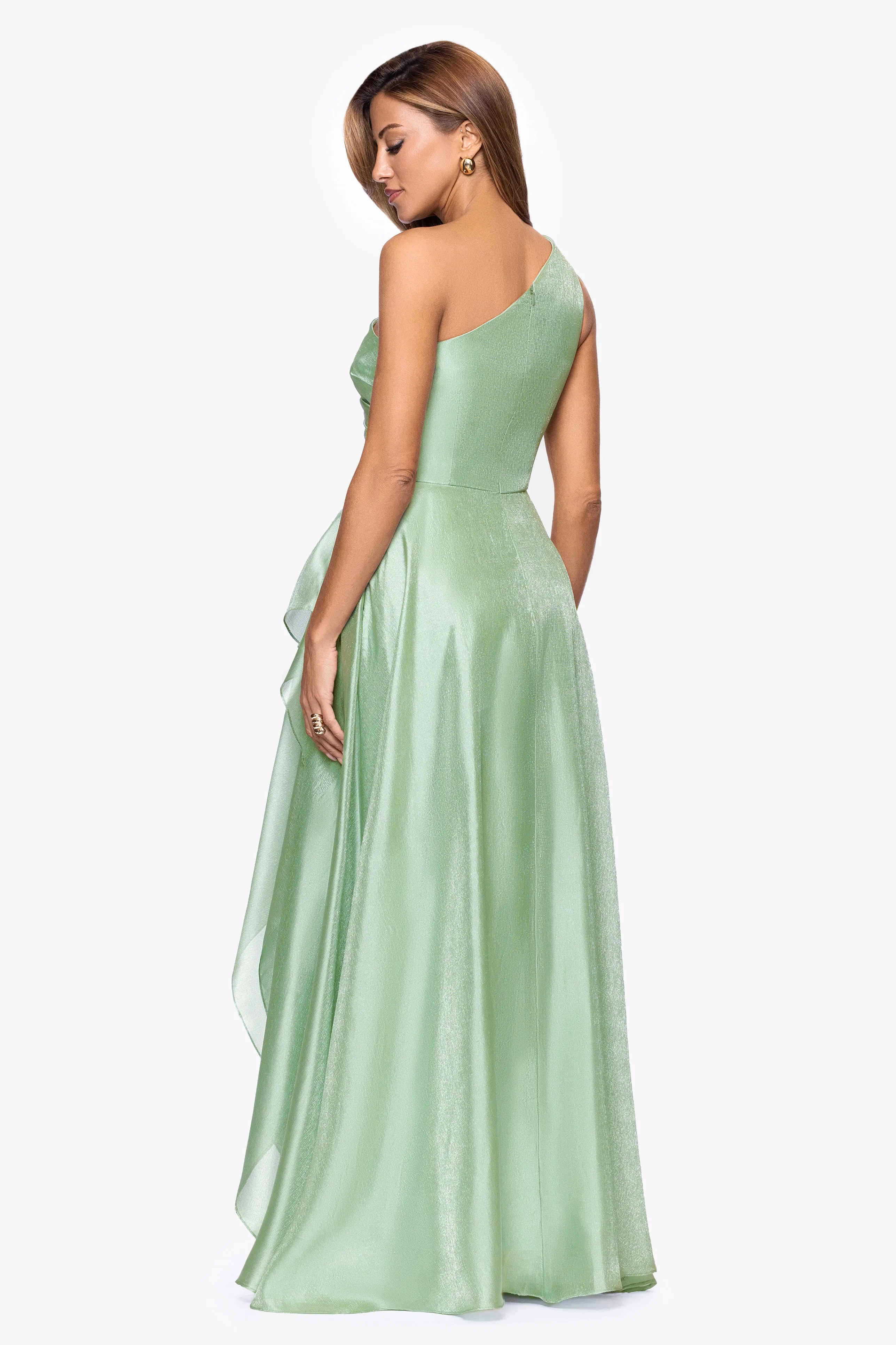 "Samantha" Organza One Shoulder Ruffle Floor Length Dress sold by Xscape product image thumbnail 3