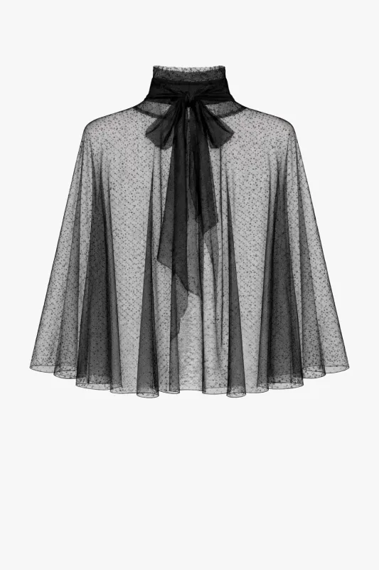 "Sonia" Mesh High Neck Tieback Capelet sold by Xscape