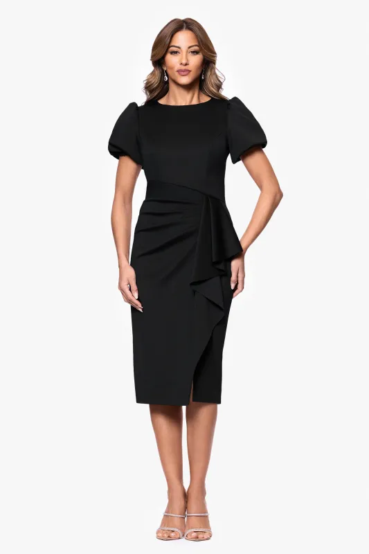 "Marleen" Techno Scuba Bubble Sleeve Knee Length Dress sold by Xscape