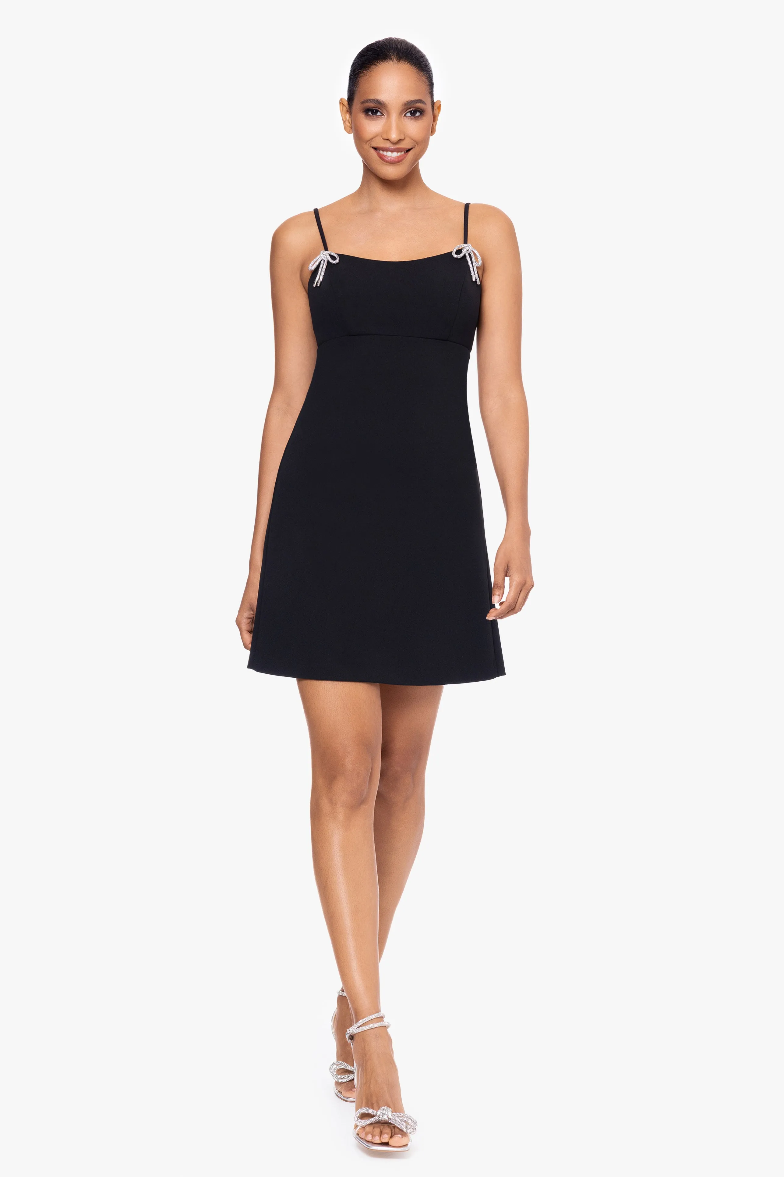 "Bethany" Scuba Crepe Rhinestone Bow Short Dress sold by Xscape product image thumbnail 5