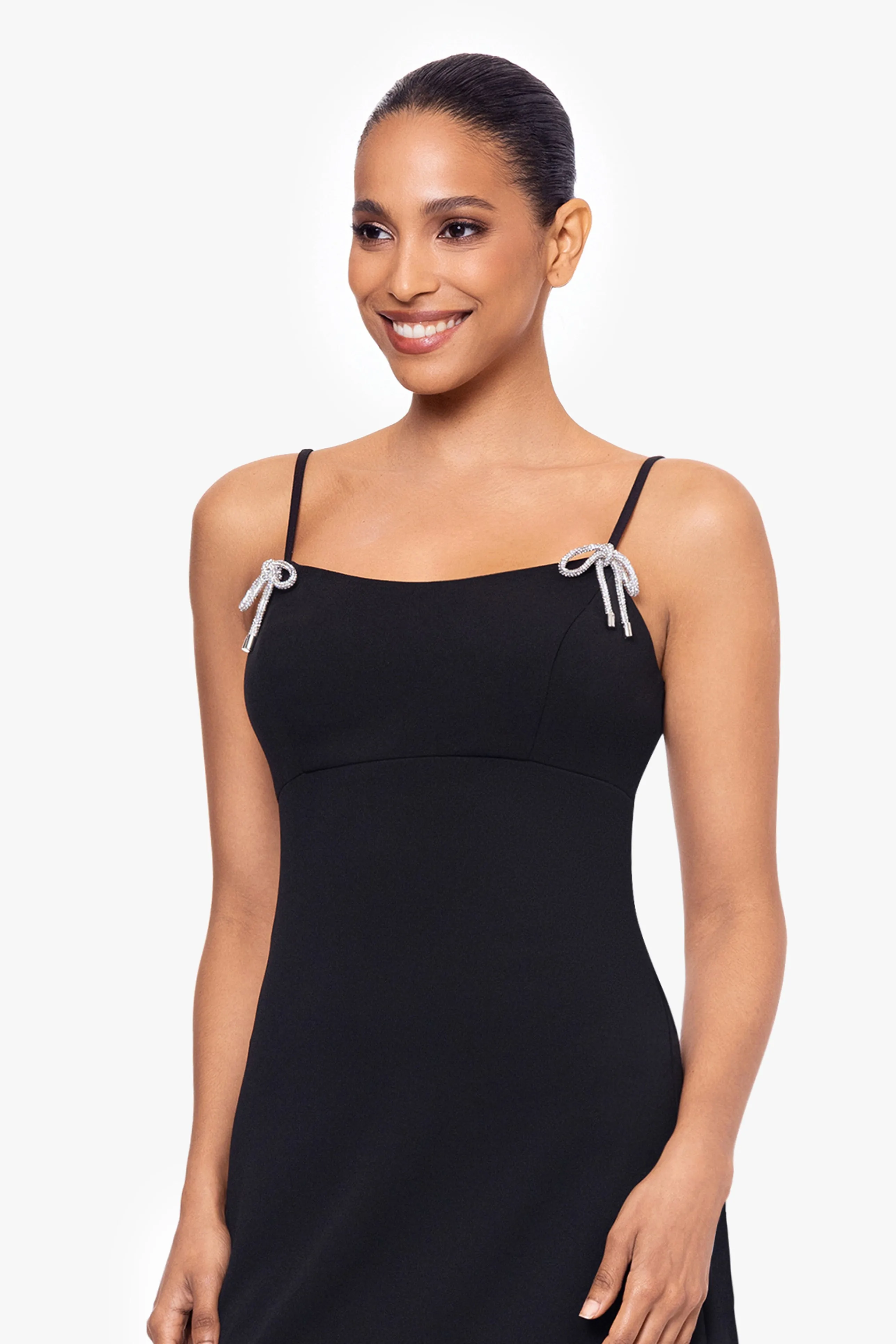 "Bethany" Scuba Crepe Rhinestone Bow Short Dress sold by Xscape product image thumbnail 2