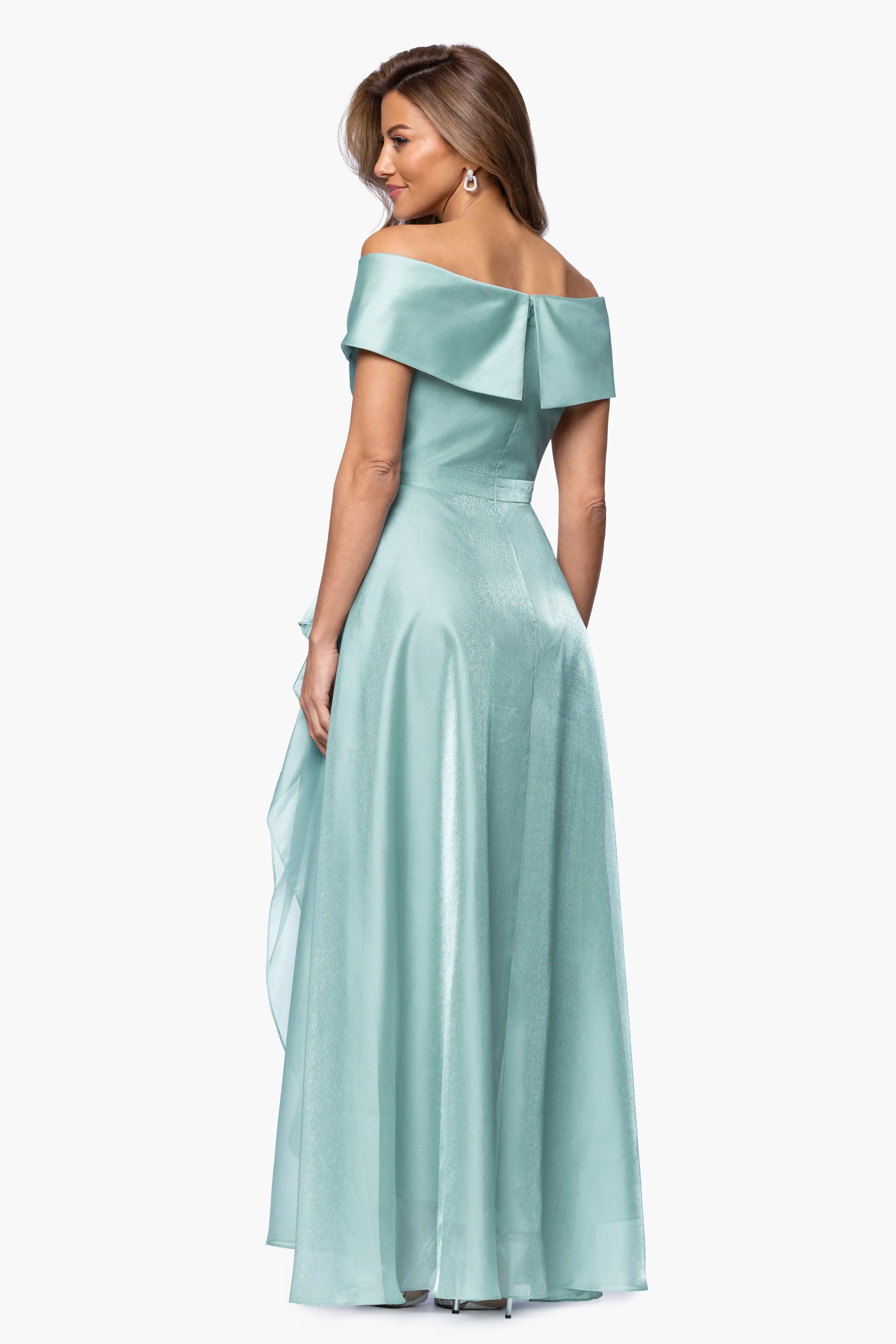 "Gina" Organza Off the Shoulder Ruffle Floor Length Dress sold by Xscape product image thumbnail 3