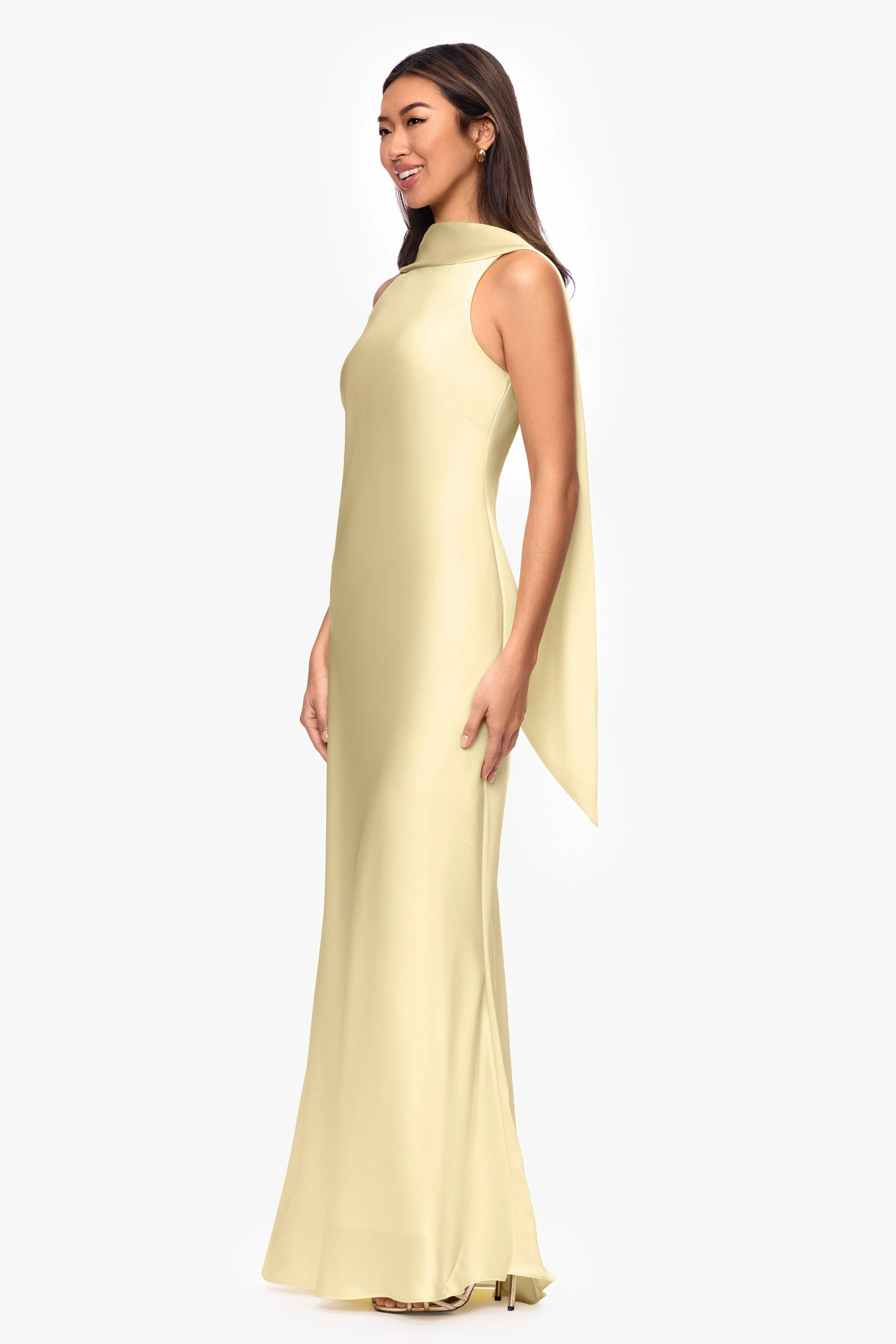 "Mackenzie" Satin Back Sash Floor Length Dress sold by Xscape product image thumbnail 4